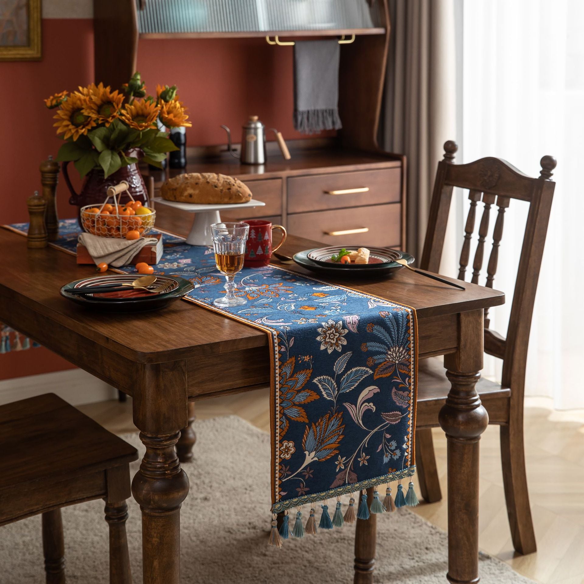 Paityn Floral Print Table Runner - Elegant Decorative Dining Table Cover for Weddings, Parties & Home Decor