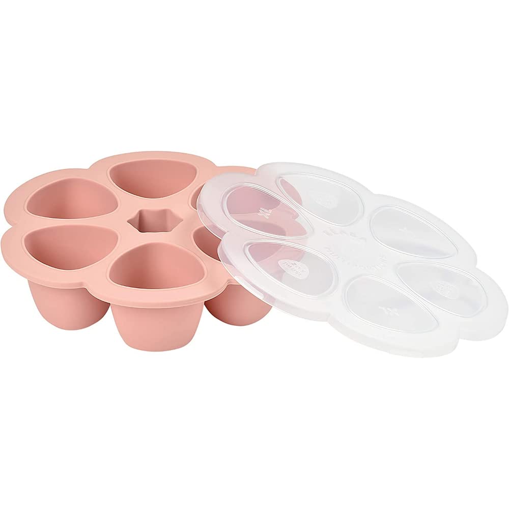 Beaba Silicone Baby Food Storage Container - 6-Portion Freezer Tray with Airtight Lid for Purees (150ml Each) | Microwave, Oven & Dishwasher Safe | Perfect for Homemade Vegetable & Fruit Purees, Breast Milk Storage & Meal Prep - Pink
