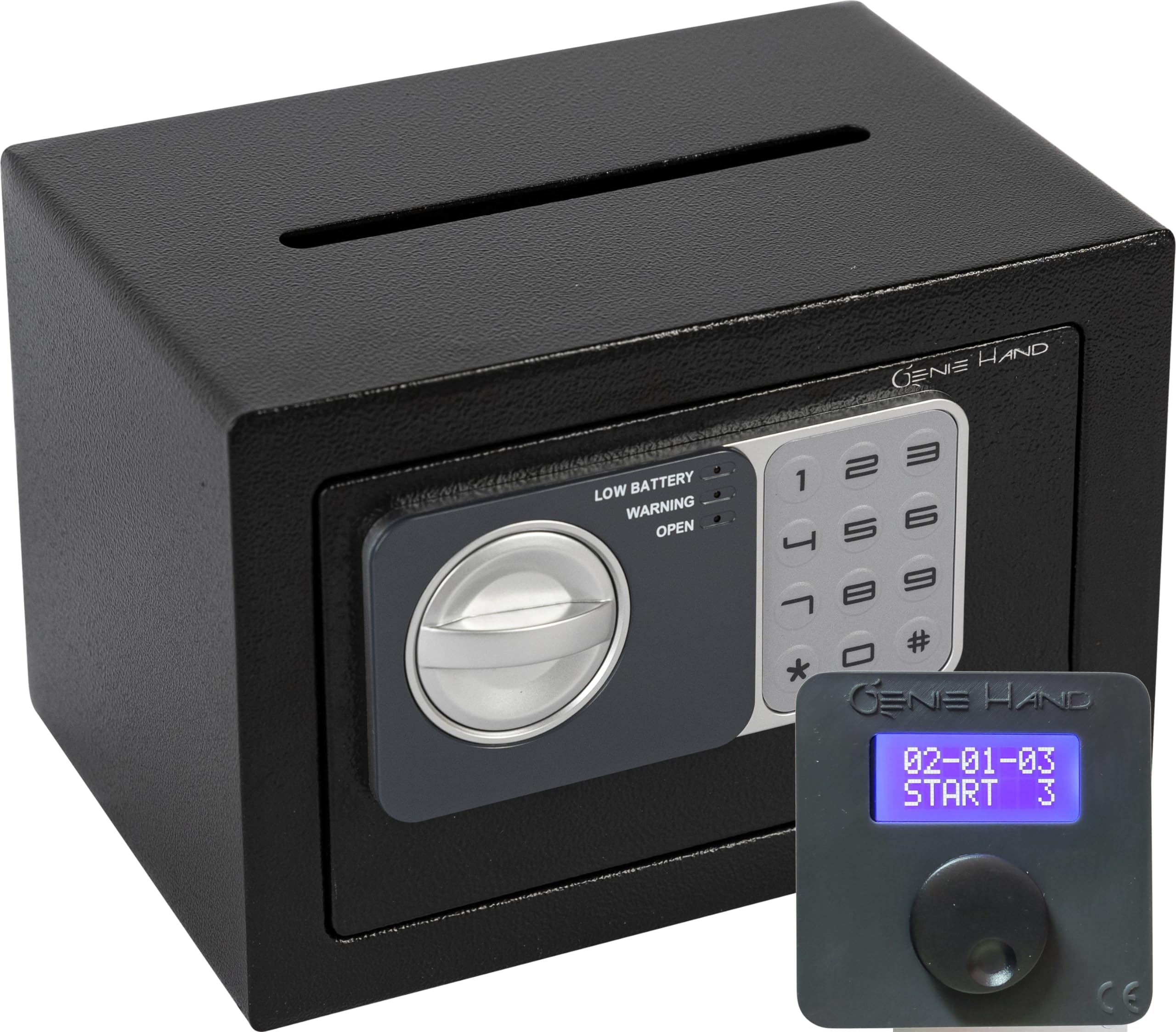 Genie Hand Time Lock Safe with Countdown Timer - B-Class Security Lock & Anti-Bounce Technology - Perfect for Home, Office, and Cash Management Security