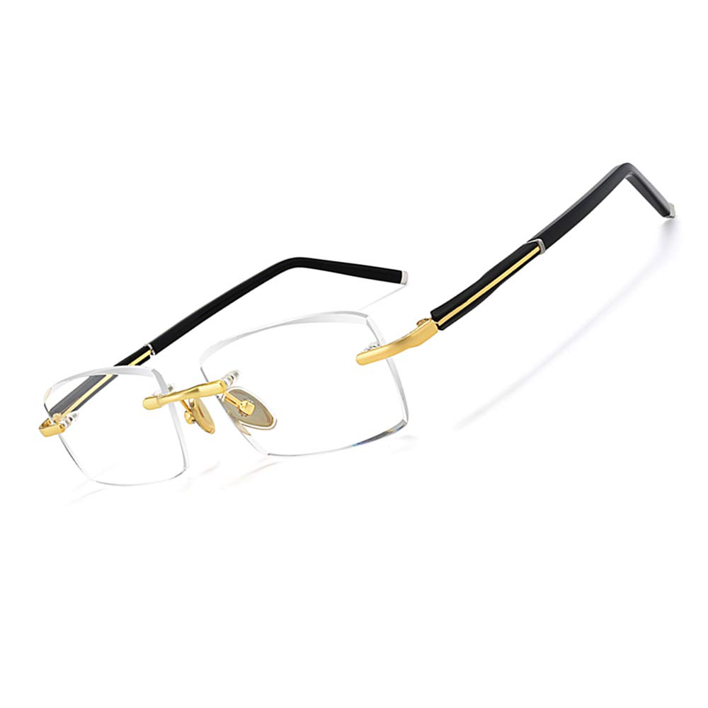 Fashion Rimless Reading Glasses with Diamond-Cut Design - Crystal Clear Vision, Metal Spring Hinges - Perfect for Reading, Computer Work & Close-Up Tasks
