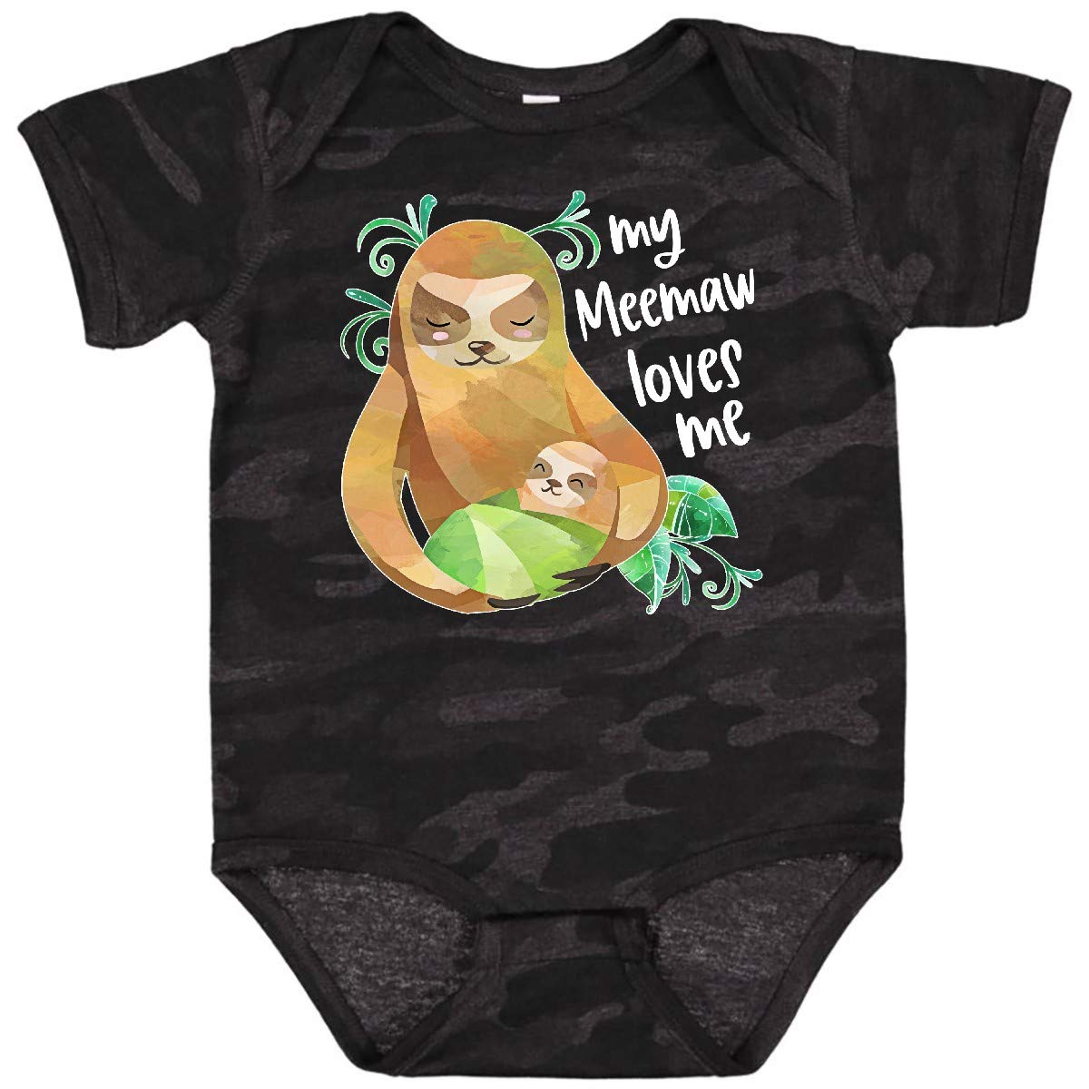 Inktastic My Meemaw Loves Me Cute Sloth and Baby Bodysuit - Adorable Infant Onesie for Grandma's Love - Perfect for Family Photos, Baby Showers & Grandparent Visits