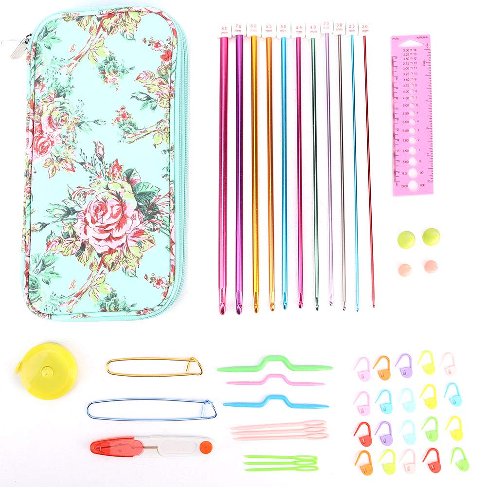 Premium Knitting and Crochet Hooks Set - 20-Piece Ergonomic Crochet Needles with Case for Yarn Crafts, DIY Sewing Projects | Perfect for Beginners, Knitters, and Crochet Enthusiasts | Great for Making Scarves, Hats, Blankets and Home Decor
