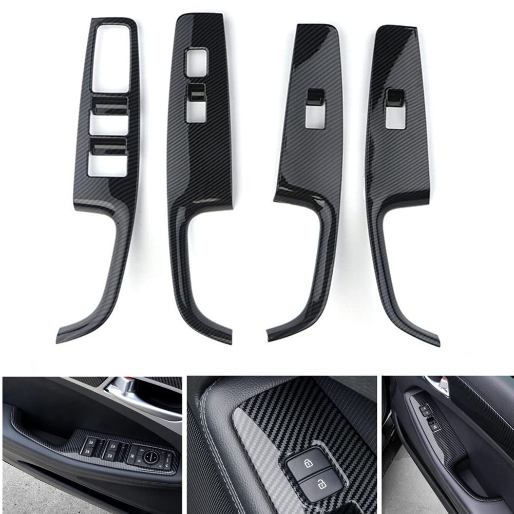 Carbon Fiber Window Switch Panel Cover Trim Compatible with 2017-2020 Genesis G80 (DH) - Premium Car Door Lock Switch Accessories for Enhanced Interior Style & Protection