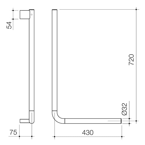 Caroma Opal Support Rail - 90 Degree Angled Shower Grab Bar for Bathroom Safety - ADA Compliant Non-Slip Bathroom Handrail for Elderly & Disabled - Perfect for Showers, Bathtubs, and Wet Areas