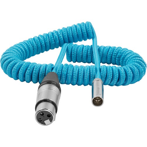 Kondor Blue Coiled Mini XLR to XLR Cable 12-24 inch for Canon C70 & BMPCC 4K/6K - Professional Audio Connection for Filmmaking & Studio Recording
