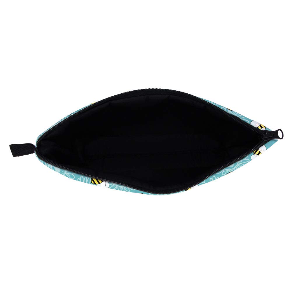 Waterproof Allover Print Makeup Bag Cosmetic Organizer Pouch for Women - Bee Design, Travel Toiletry Bag for Gym, Vacation & Daily Use