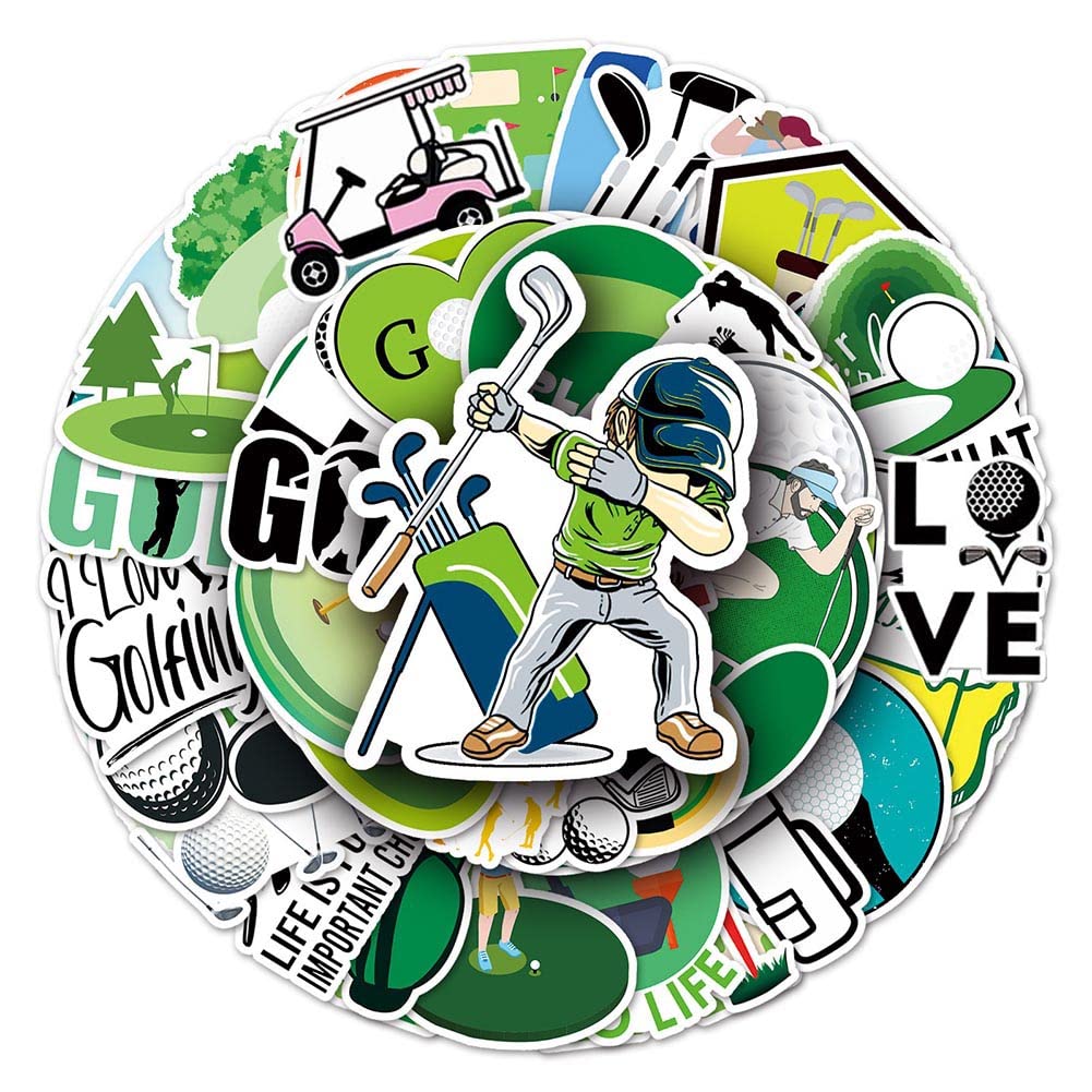 50Pcs Waterproof Golf Stickers - Vinyl Decals for Water Bottles, Laptop, Luggage, Cup, Phone & Skateboard | Durable Sports Decor for Golf Enthusiasts | Perfect for Golf Tournaments, Gifts & Personalization