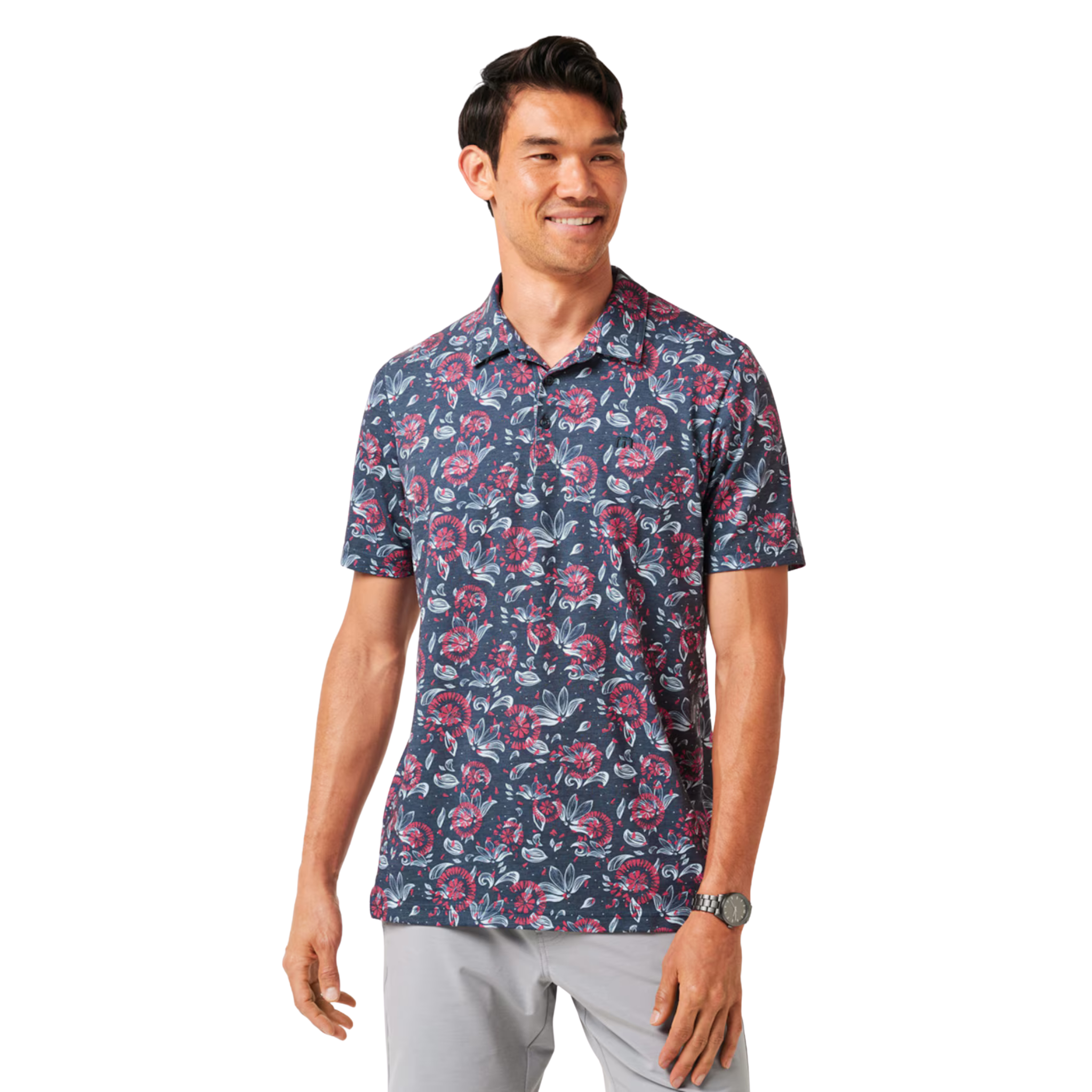 TravisMathew Featherweight Flourish Men's Performance Polo Shirt - Lightweight, Breathable & Moisture-Wicking for Golf, Tennis & Casual Wear