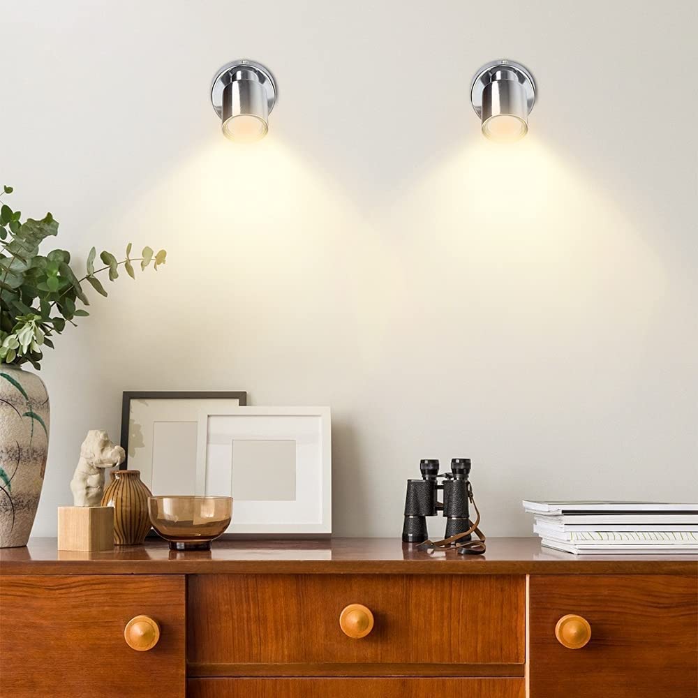 Depuley 3W Adjustable Indoor LED Wall Spotlight - GU10 Bulb Surface Mounted Downlight with US Plug | Perfect for Living Room, Bedroom, Hallway & Staircase Lighting