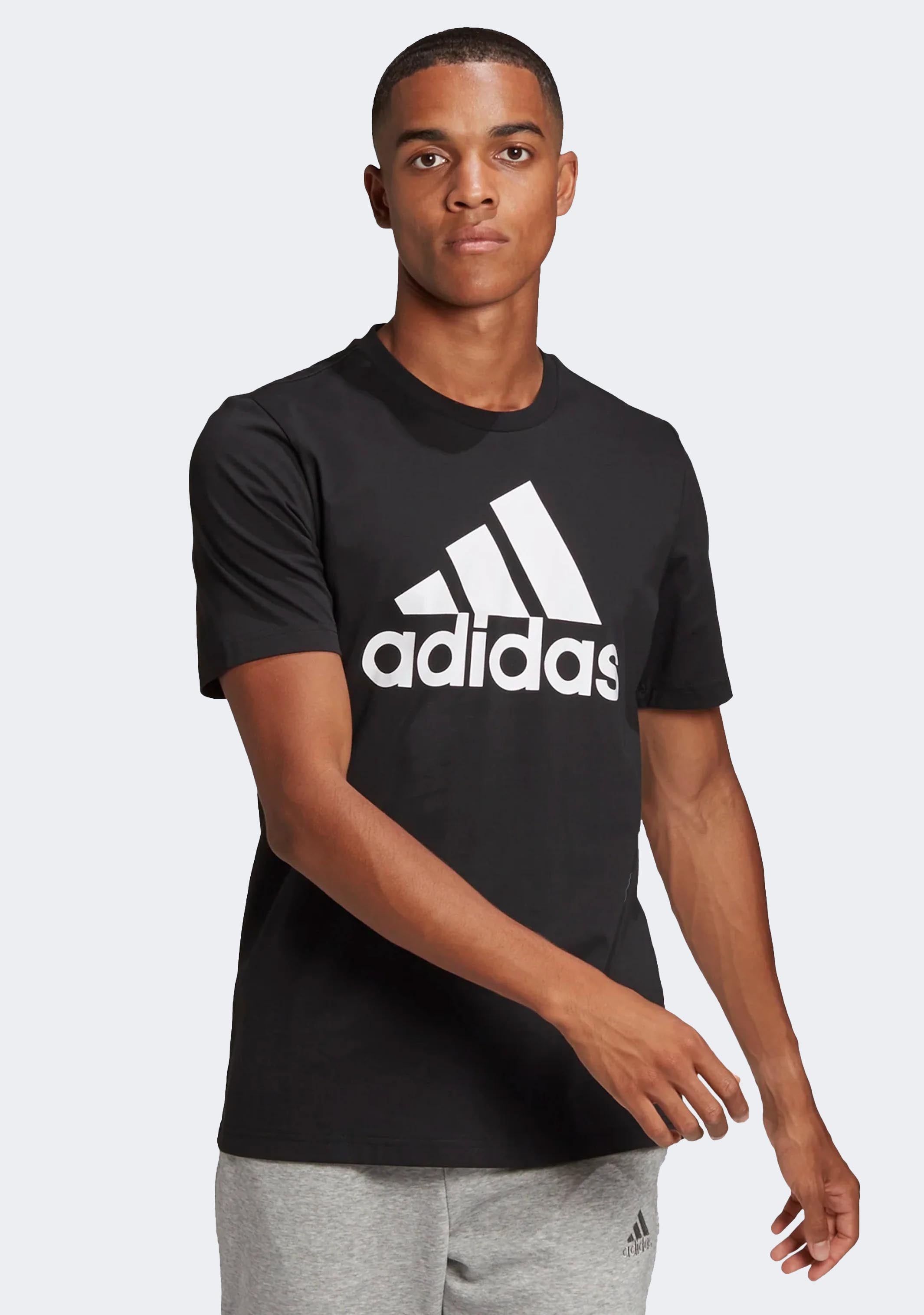 Adidas Men's Big Logo Essential T-Shirt - Soft Cotton Jersey Tee for Casual Wear, Gym & Everyday Outfits - Black