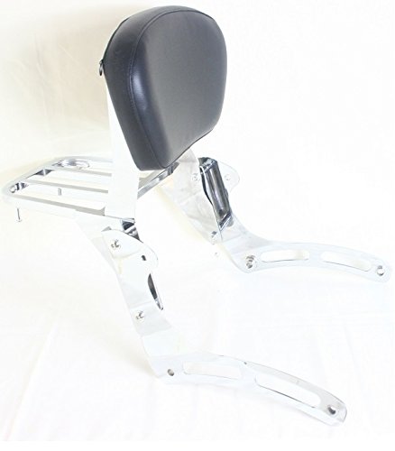 Kawasaki Vulcan VN900 Classic/Custom Sissy Bar Backrest with Heavy Duty Luggage Rack - Comfortable Passenger Support for Long Rides & Motorcycle Touring Accessories