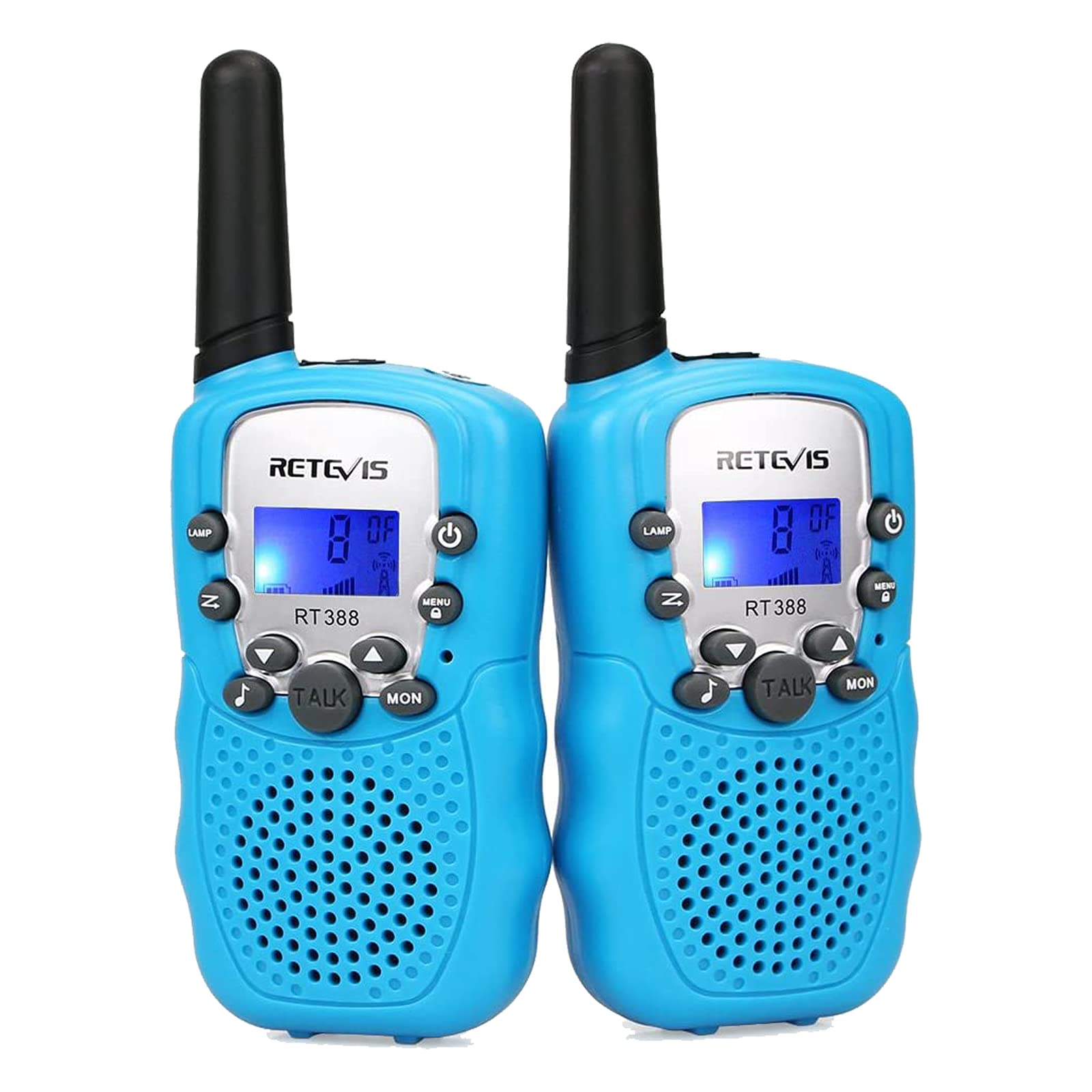 Retevis RT388 Kids Walkie Talkies - Long Range FRS Radios for Boys & Girls Ages 6-12 | Toy Gift for Birthday, Christmas & Outdoor Adventures (Blue 1 Pair) - Perfect for Camping, Hiking & Backyard Play