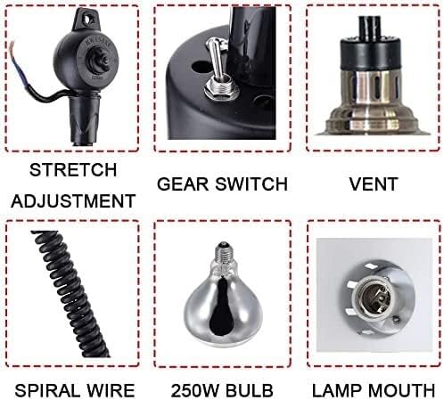 Commercial Food Heat Lamp - Adjustable Telescopic Hanging Heating Light for Restaurants, Buffets & Catering | Bronze Food Warmer Lamp for Keeping Meals Hot at Events, Cafes & Kitchens