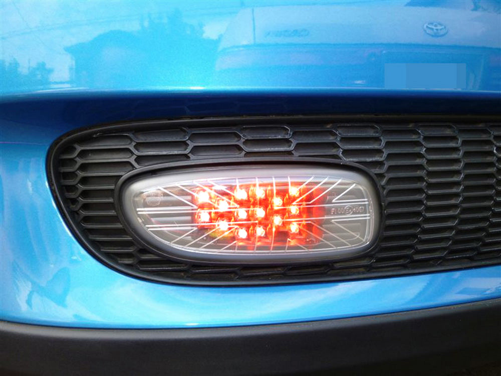 Clear Lens Union Jack Full LED Rear Fog Lamps Assembly for MINI R56 R57 R58 R59 - High Visibility Safety Lights for Night Driving & Bad Weather Conditions