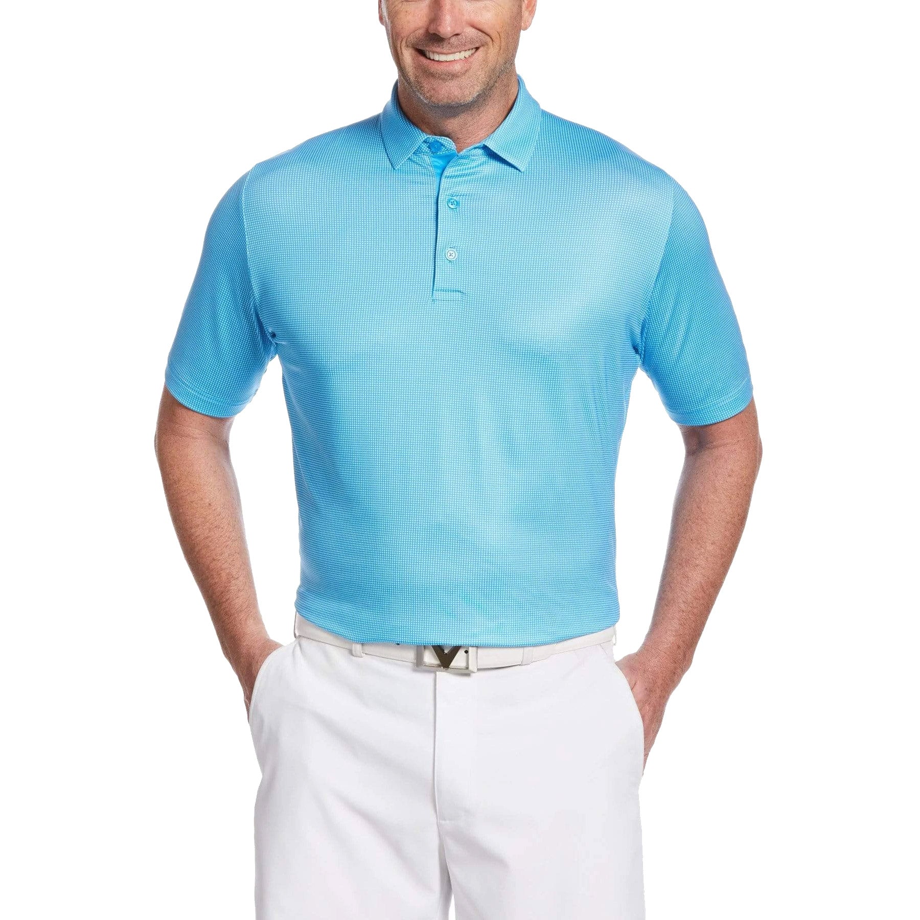 Callaway Swing Tech Printed Gingham Men's Golf Polo Shirt - Moisture Wicking & UV Protection for Comfortable Golfing & Outdoor Activities