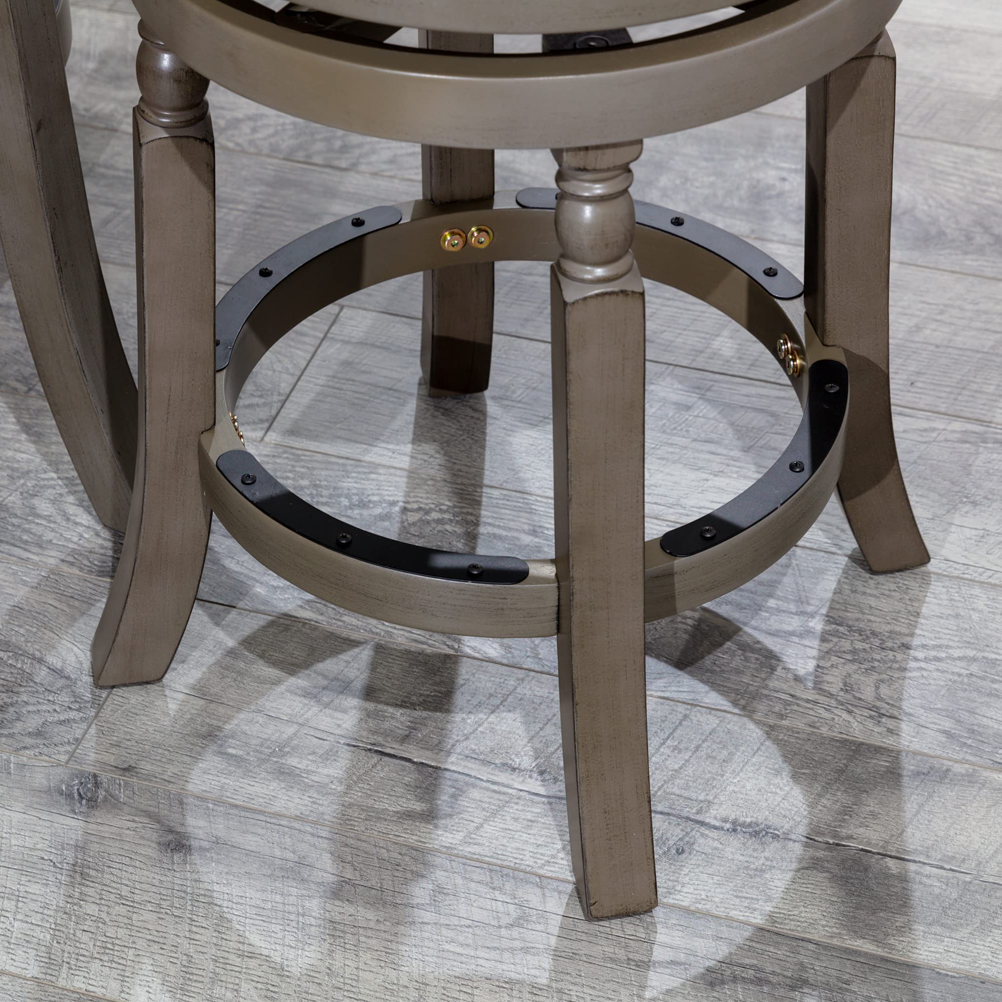 DTY Indoor Living Palmer Lake Swivel Stool - 24 Inch Counter Height Bar Stool with Weathered Gray Finish & Charcoal Seat - Perfect for Kitchen Islands, Breakfast Bars & Home Decor