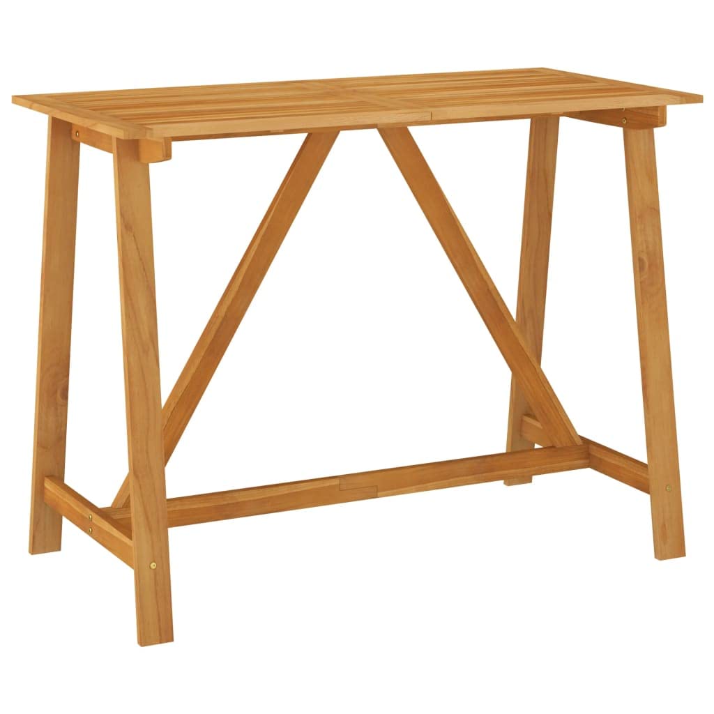 **vidaXL Solid Acacia Wood Rectangular Patio Bar Table - Durable Indoor & Outdoor Wooden Dining Table with Oil Finish - Brown, 55.1