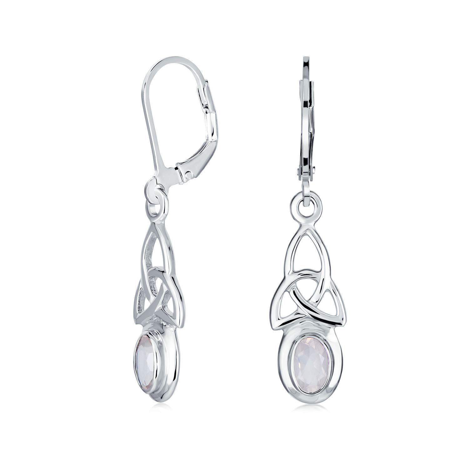 Celtic Love Knot Earrings with Gemstone for Women | Sterling Silver Lever Back | Western Jewelry
