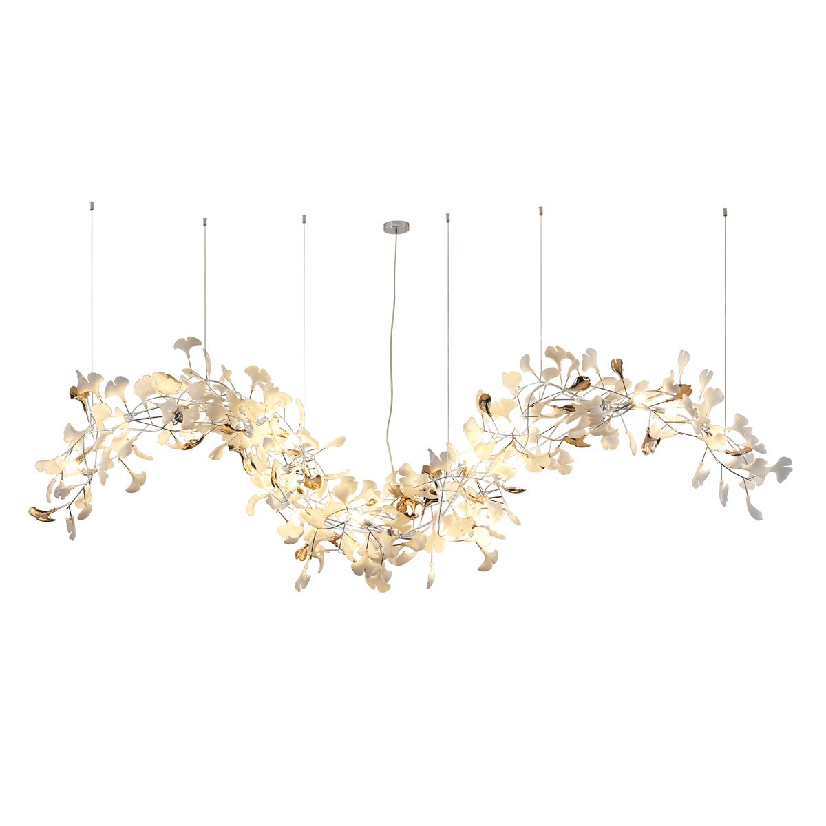 Elegant Ginkgo Leaf Tip Crystal Chandelier - Modern Gold Ceiling Light Fixture for Dining Room, Living Room & Bedroom Decor
