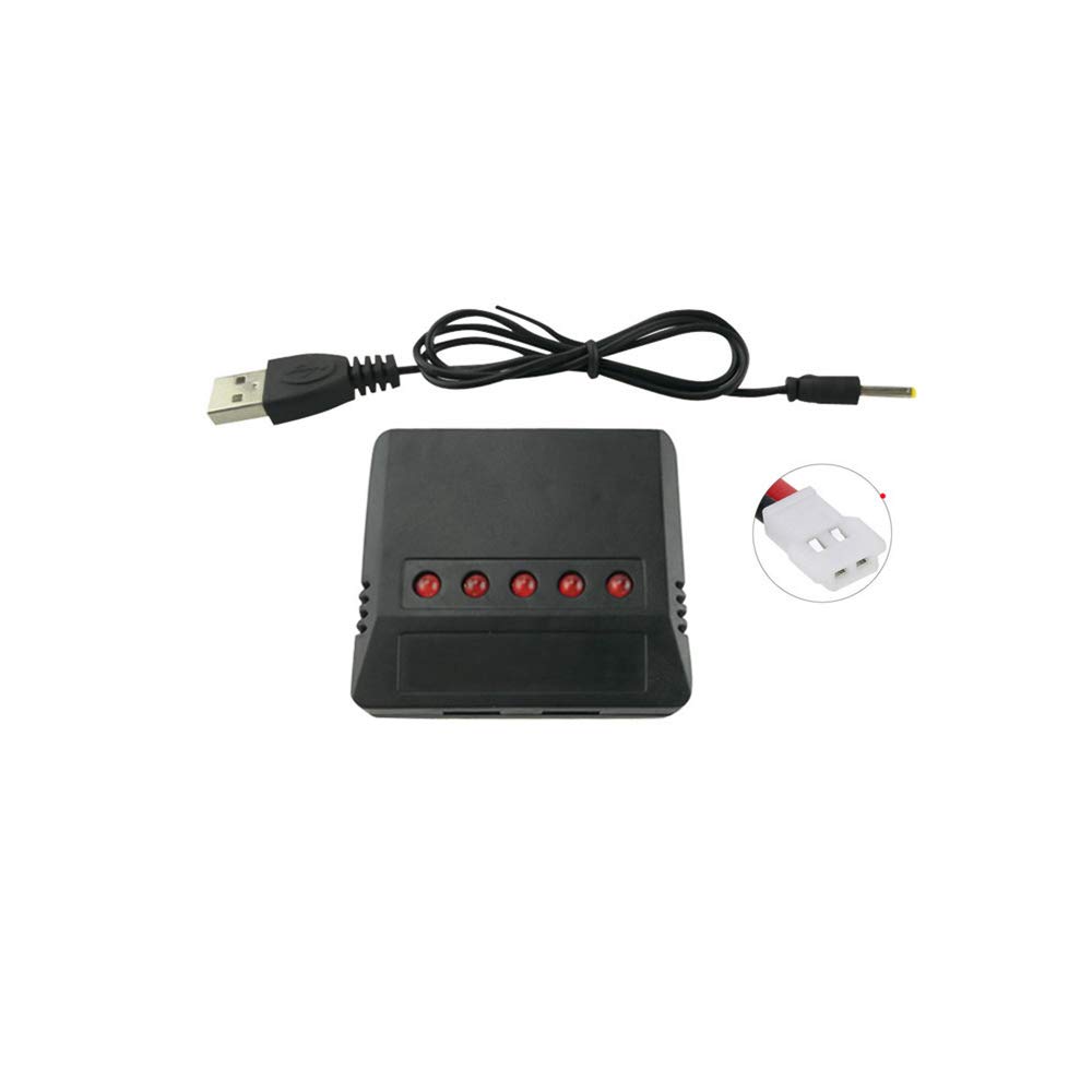 5PCS 3.7V 380mAh LiPo Batteries with 5-in-1 Charger for Hubsan X4 H107 H107C H107L Syma X11 X11C HS170 HS170C F180C HS170G TOZO Q2020 E016H E016F RC Drones - Perfect for Extended Flight Time and Quick Charging of Mini Quadcopters