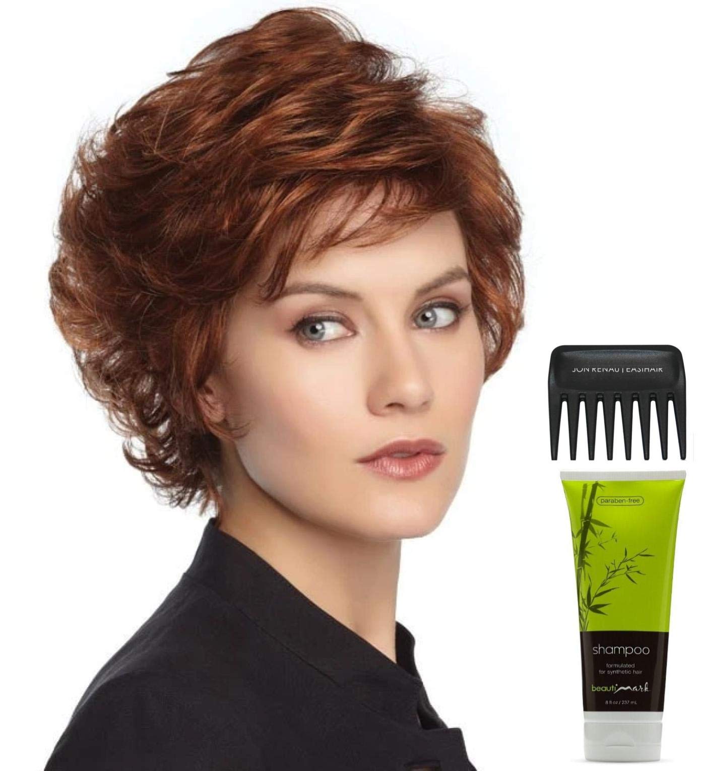 Gabor Belle Wig Bundle - 4 Piece Set (GL10-12 Color) with Christy's Wigs Q&A Booklet, BeautiMark Synthetic Shampoo & Wide Tooth Comb | Perfect for Cosplay, Daily Wear & Hair Care