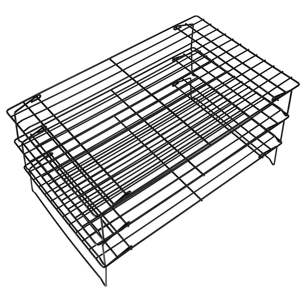 Premium Non-Stick BBQ Cooling Rack - Foldable 15.7 x 9.8 x 8.3 Inch Heavy Duty Food Grade Iron Grid for Baking, Grilling & Food Prep - Perfect for Cooling Cookies, Cakes, Pies, Pastries & BBQ Meats - Ideal for Home Kitchens, Bakeries & Outdoor Cooking