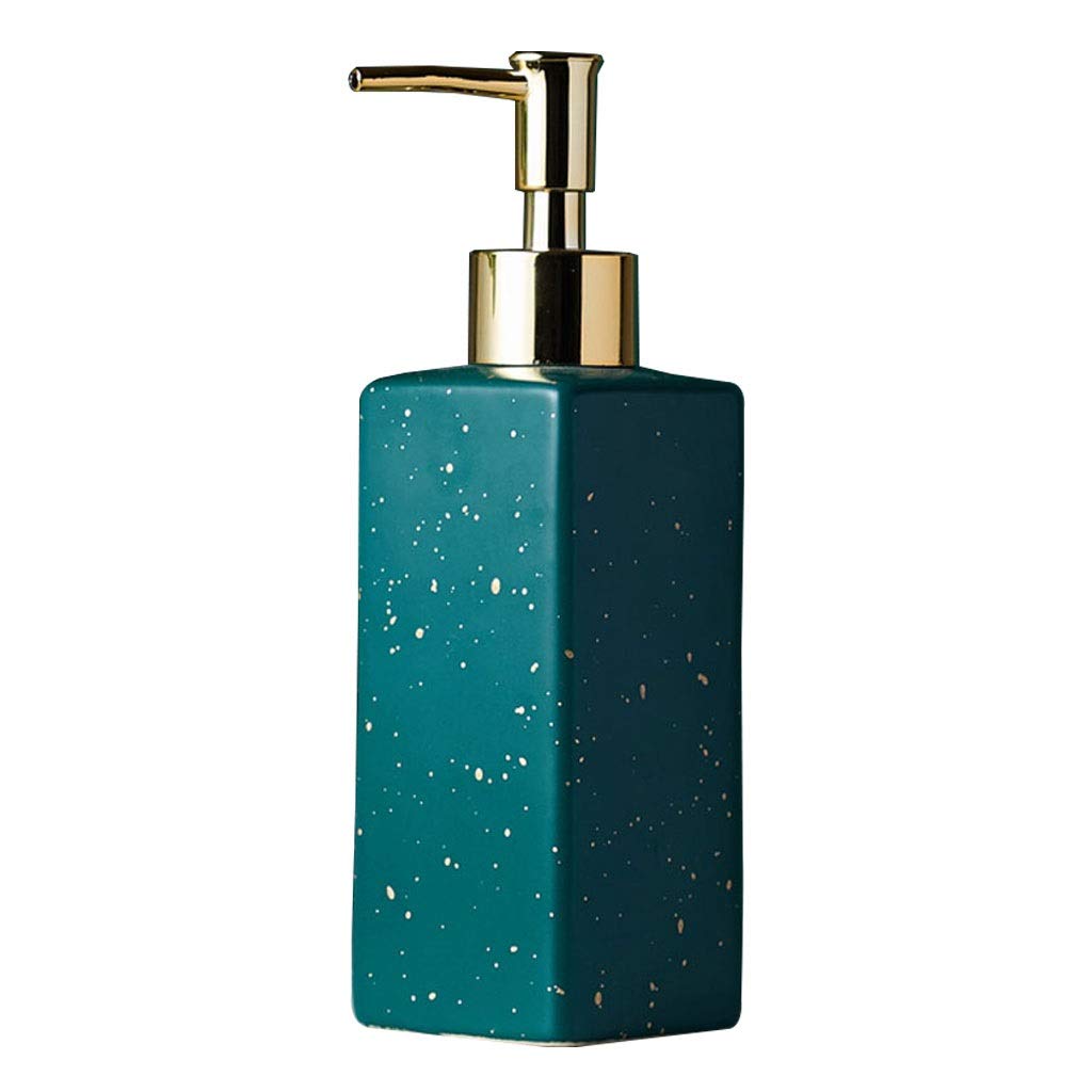 Premium Ceramic Soap Dispenser with Gold Plated Pump - 11.8oz Refillable Hand Lotion & Liquid Soap Dispenser for Kitchen, Bathroom Countertop - Elegant Home & Office Decor Accessory