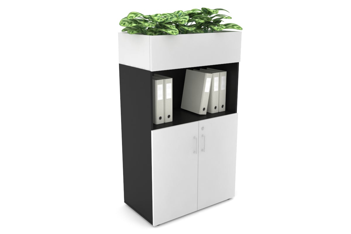 Medium Storage Cabinet with Small Doors and Planter Box - 31.5