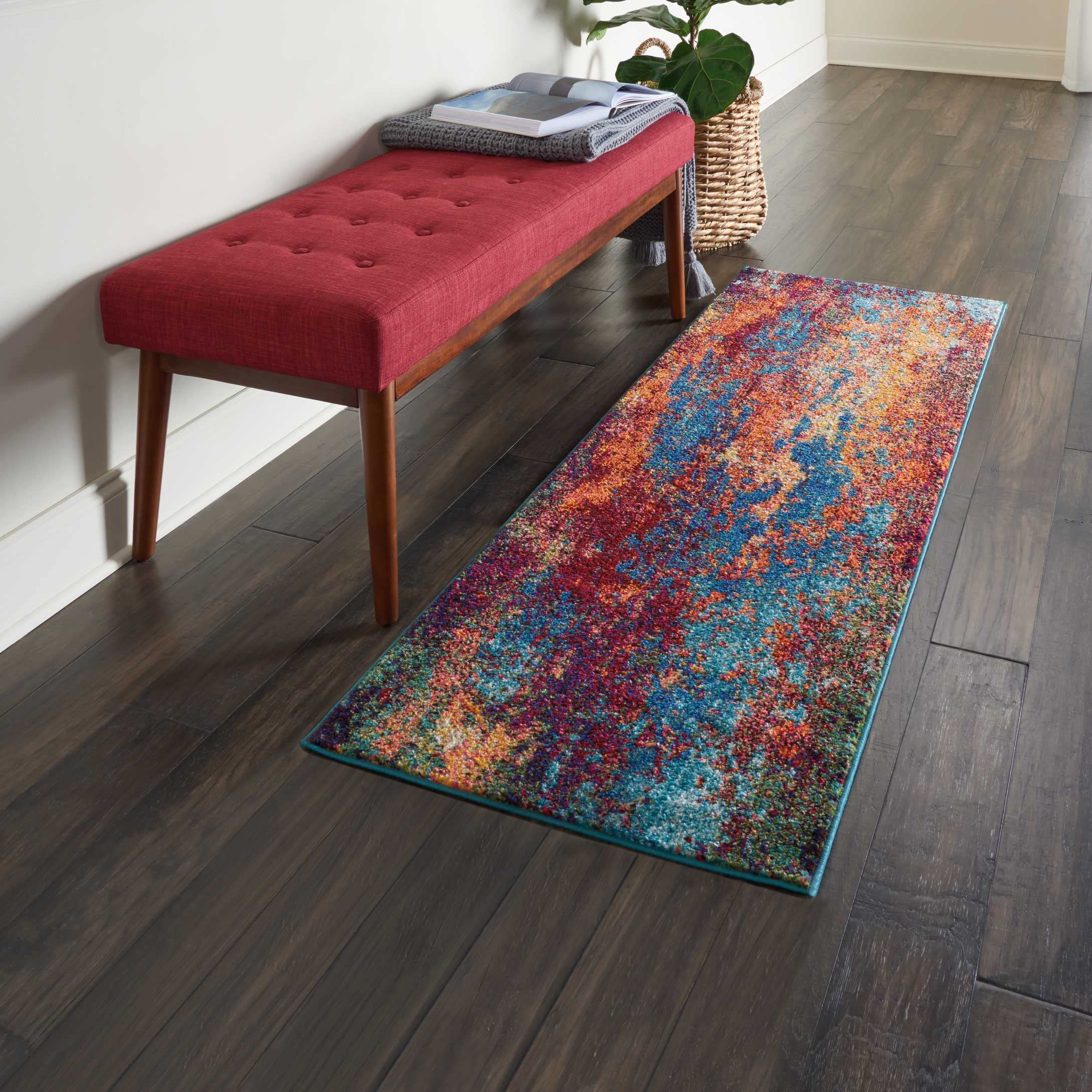 Nourison Celestial Red/Blue Atlantic 3' x 5' Contemporary Abstract Area Rug - Non-Shedding, Easy to Clean - Perfect for Bedroom, Living Room, Dining Room & Kitchen Decor (3x5)