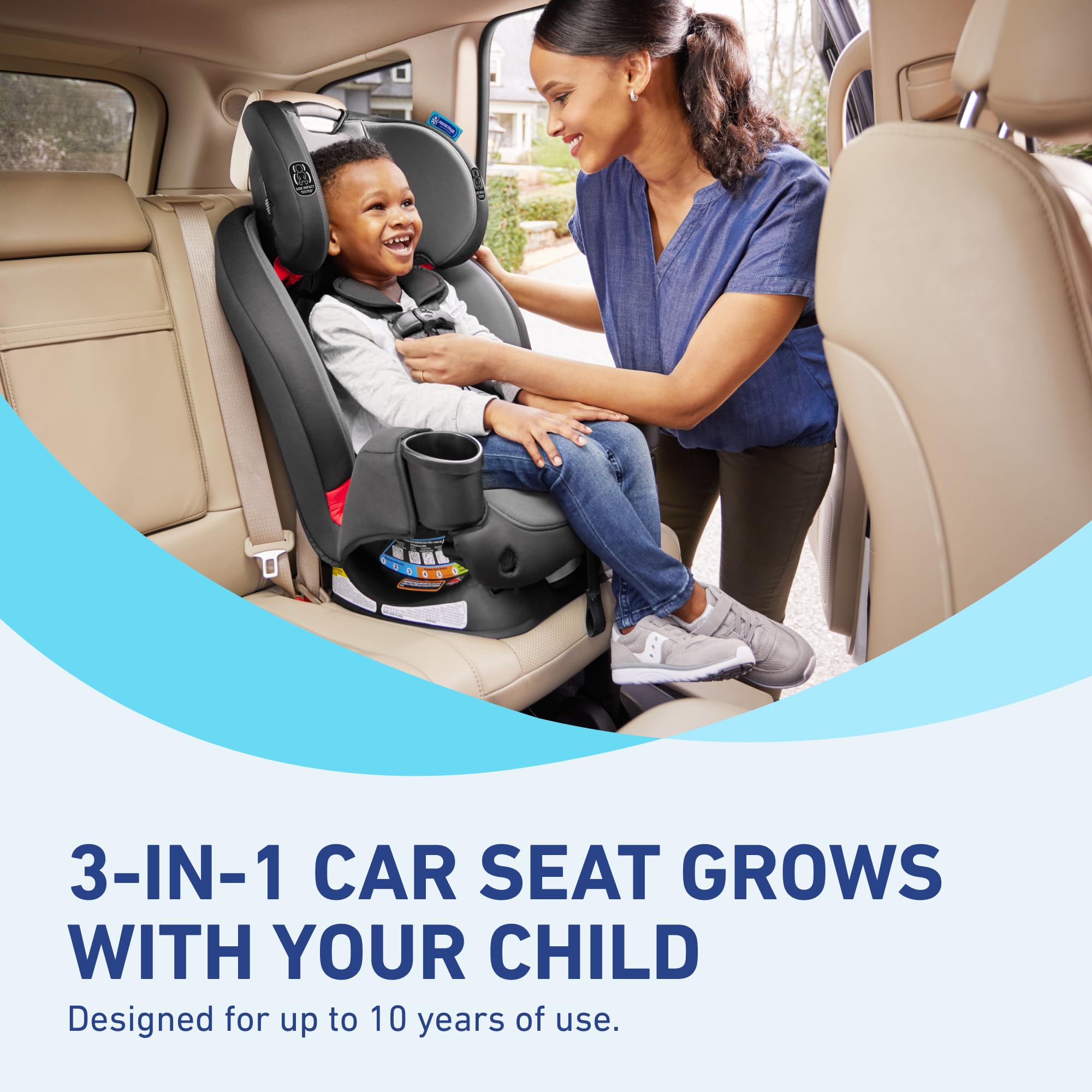 Graco TriRide 3-in-1 Convertible Car Seat - Rear & Forward Facing, Highback Booster with Reclining Feature & Adjustable Headrest - Safe & Comfortable for Infants to Toddlers - Perfect for Long Road Trips & Daily Commutes