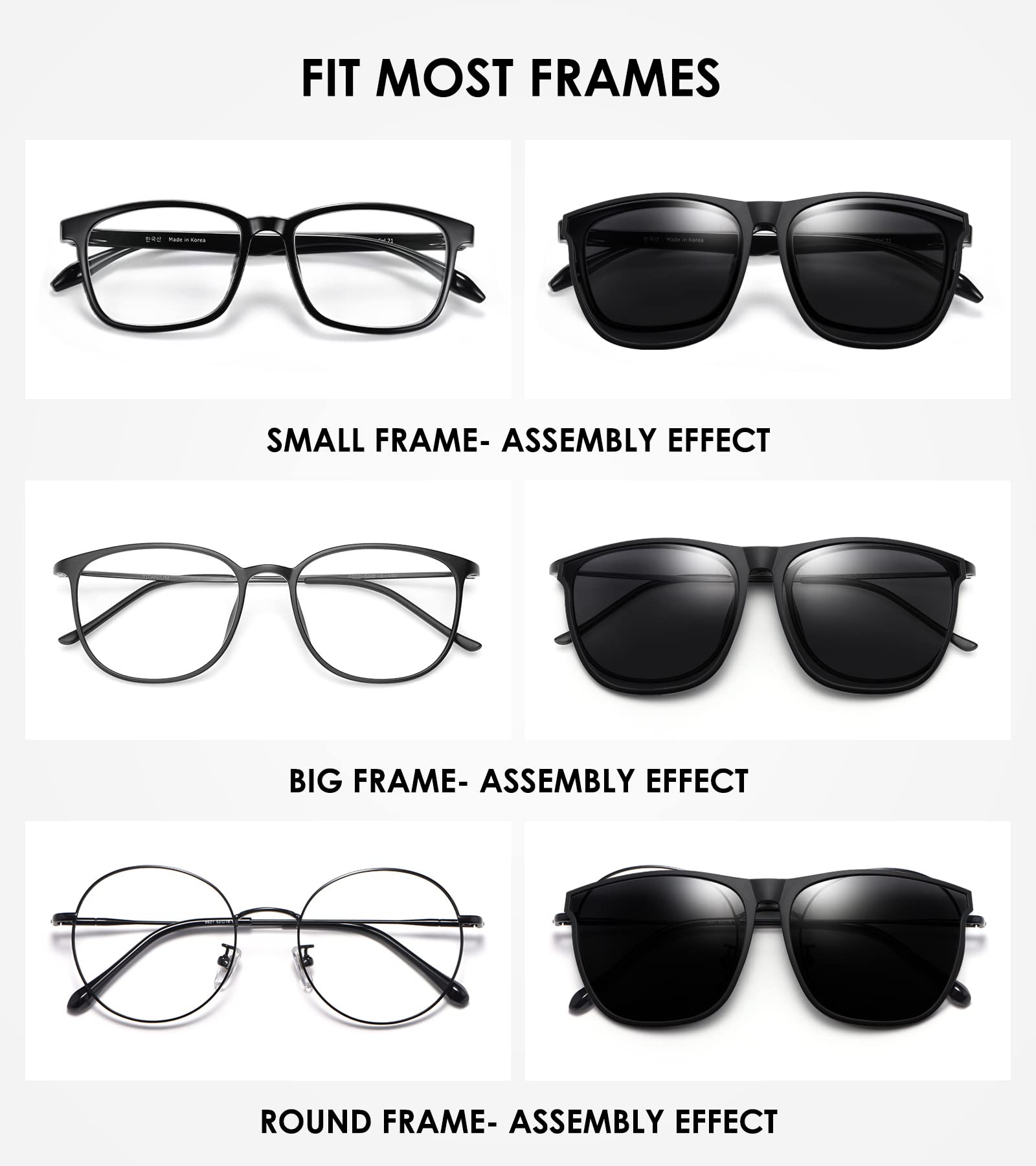 Polarized Clip-On Sunglasses for Men & Women – UV 400 Protection, Flip-Up Design for Prescription Glasses – Perfect for Driving, Outdoor Activities & Sports