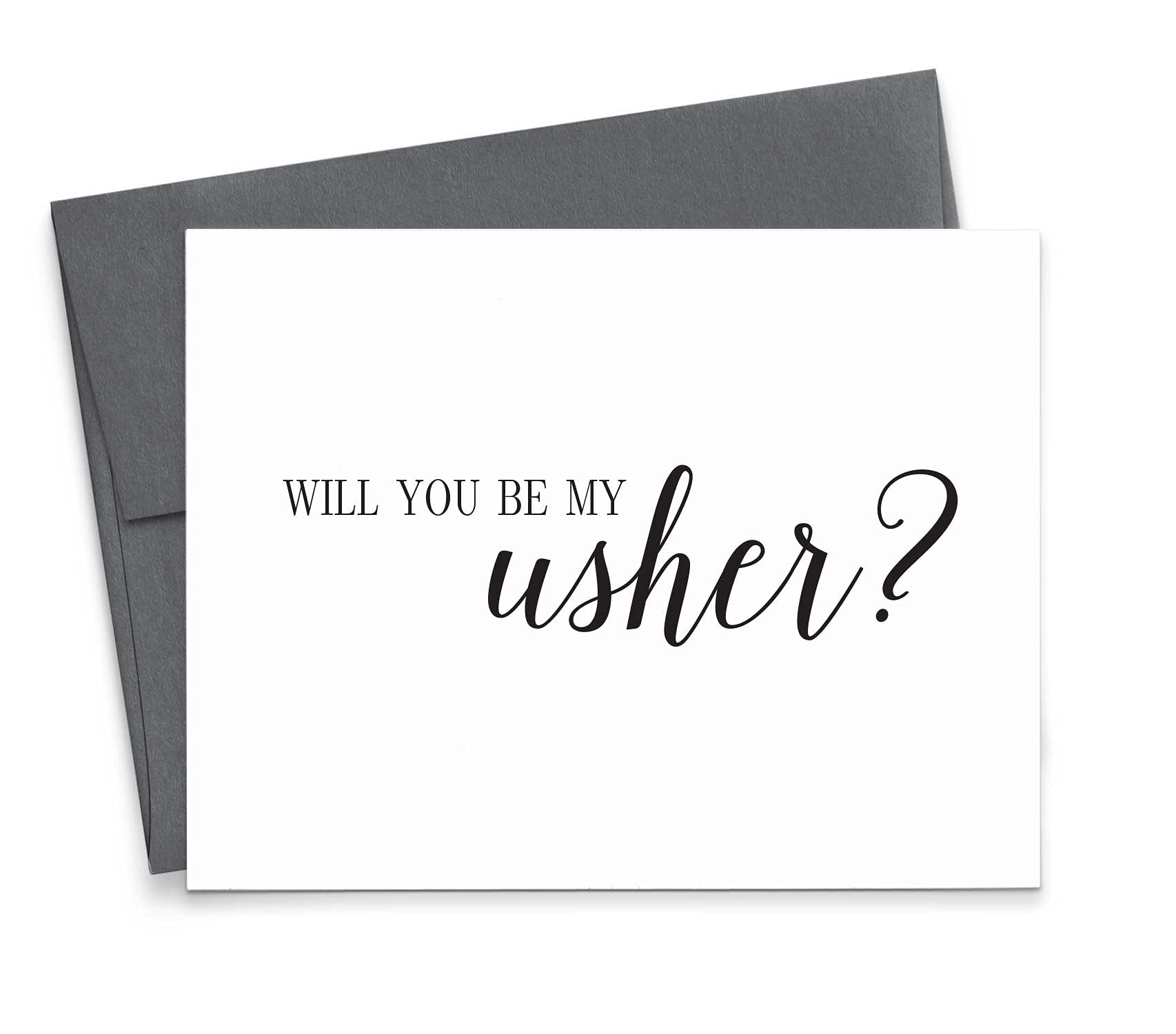Will You Be My Usher Card - Romantic Proposal Greeting Card with Envelope for Wedding Party, Bridal Shower & Special Occasions
