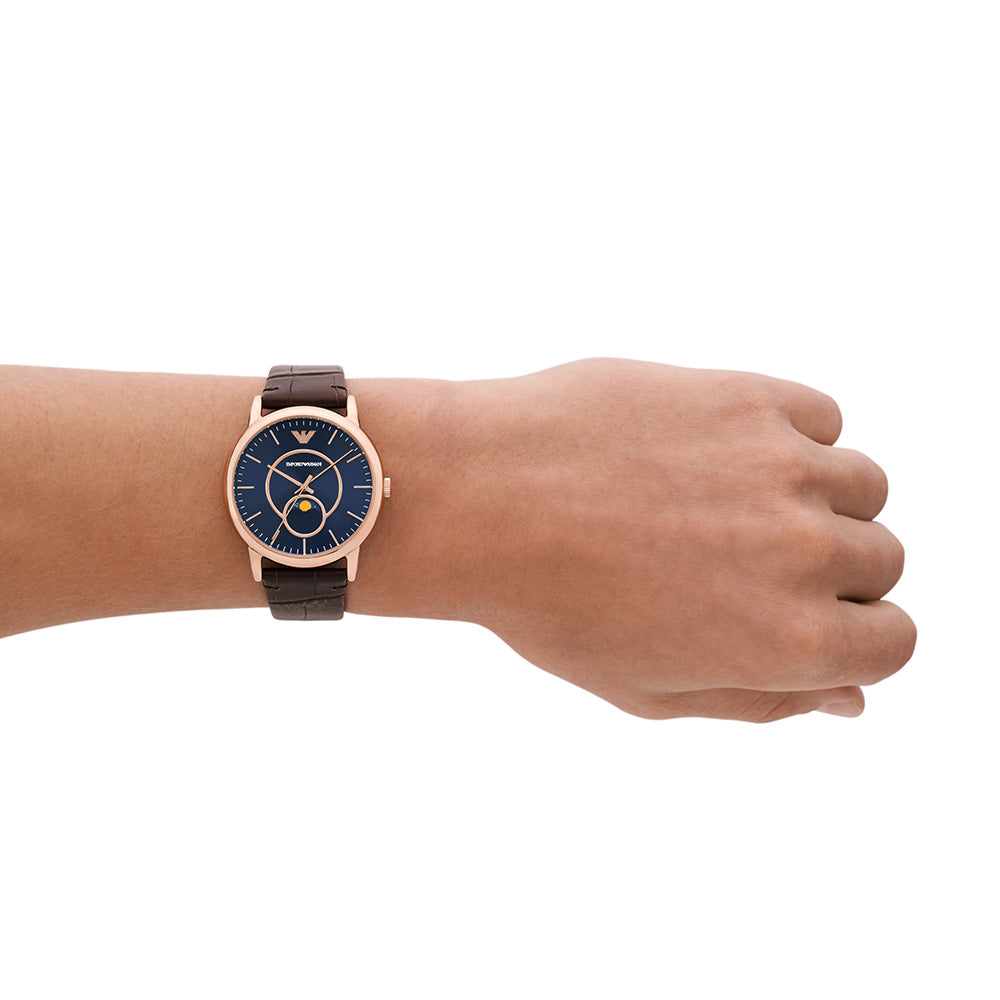 Emporio Armani AR11566 Men's Luxury Brown Leather Watch - Luigi Collection - Perfect for Business, Formal Events & Everyday Wear