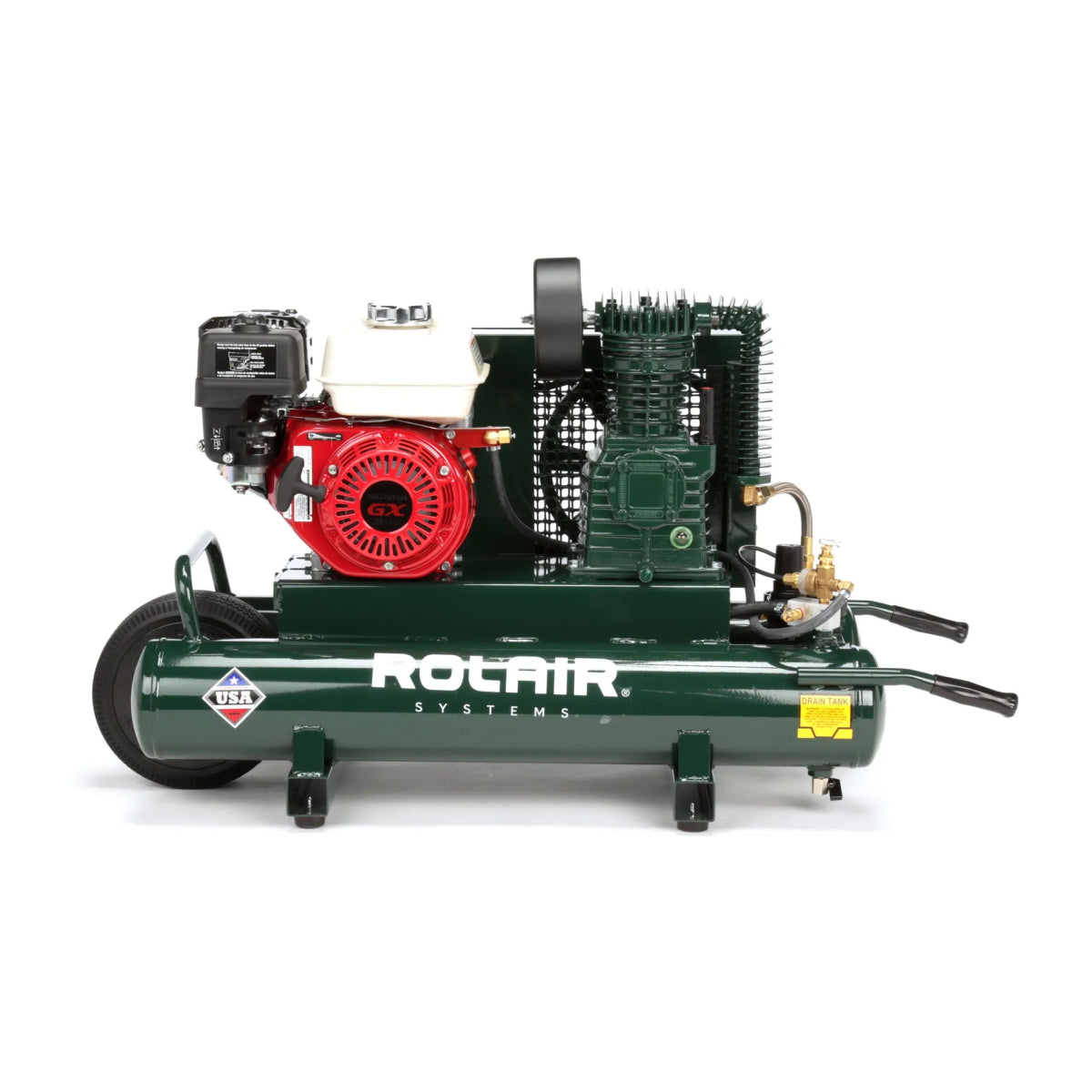 6590HK18 Wheeled Gas Air Compressor - Portable & Powerful 18 Gallon Gasoline Air Compressor for Construction, DIY Projects & Inflating Tires