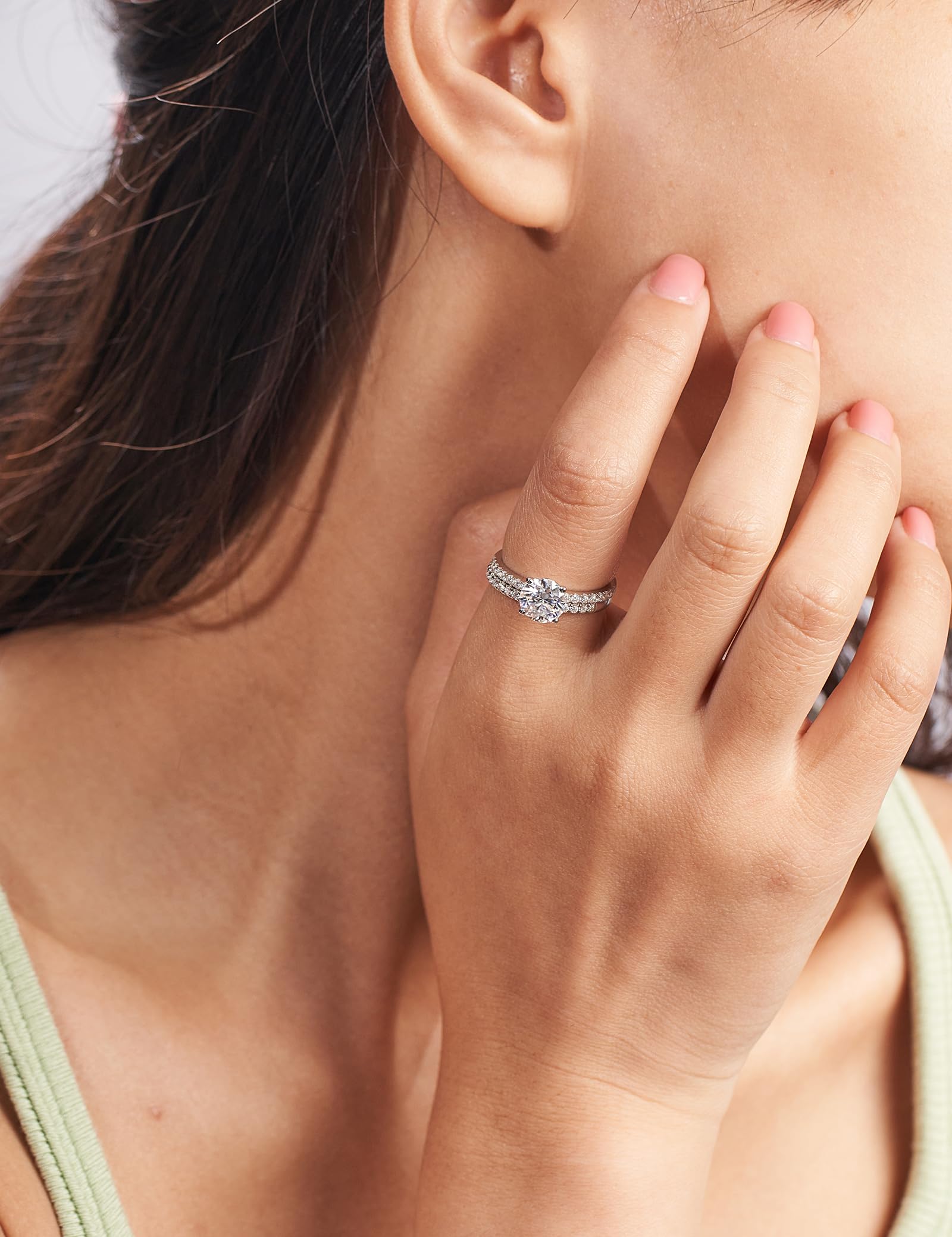 Moissanite Engagement Ring for Women - 18K White Gold Plated Solitaire Ring, Sterling Silver Promise Ring for Her | Perfect for Proposals, Anniversaries & Special Occasions