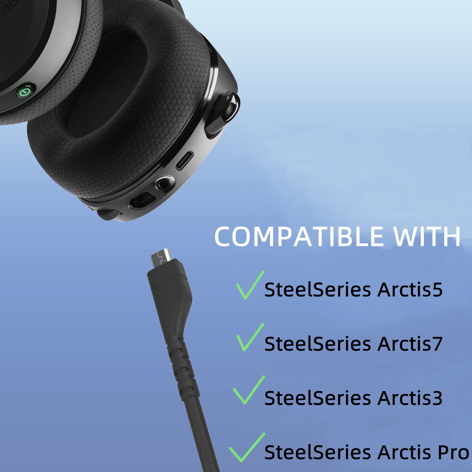 SteelSeries Arctis 5/7/3/Pro Replacement Audio Cable with Sound Card - High Quality Gaming Headset Cord (Black) | Perfect for PC, PS4, Xbox Gaming & Streaming