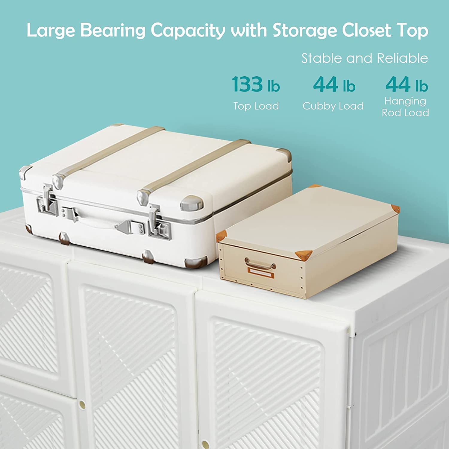 Tangkula Portable Closet Wardrobe - Foldable Clothes Organizer with 8 Storage Cubbies & 2 Hanging Rods, Easy Assembly Magnetic Door Clothing Storage for Bedroom, Closet, Dorm, Apartment | Space Saving Wardrobe Solution for Small Spaces