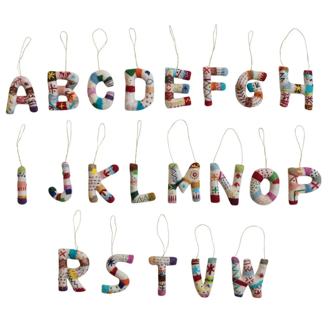 Handmade Wool Felt Alphabet Ornaments - DIY Christmas Tree Decorations, Nursery Wall Art, Educational Toys for Kids, Baby Shower Gifts, Classroom Learning Activities
