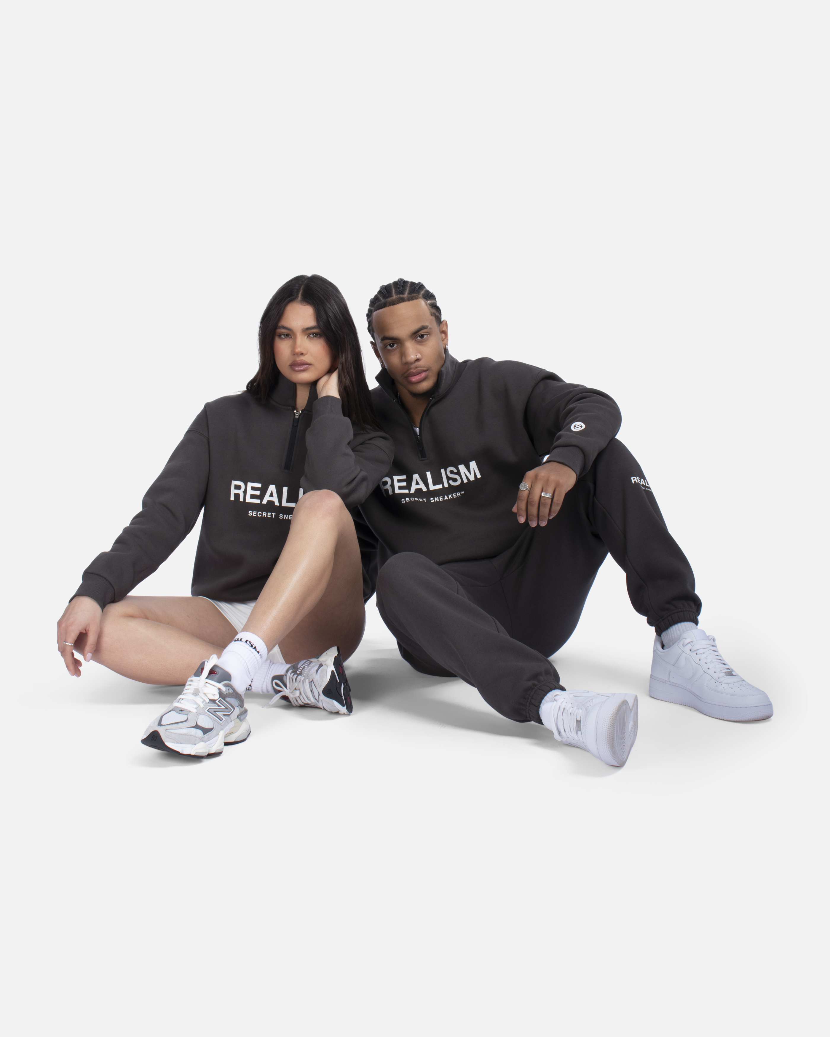 SSS Realism Idol Half Zip Sweater - Asphalt Gray Pullover for Men & Women | Casual Streetwear, Layering & Outdoor Activities