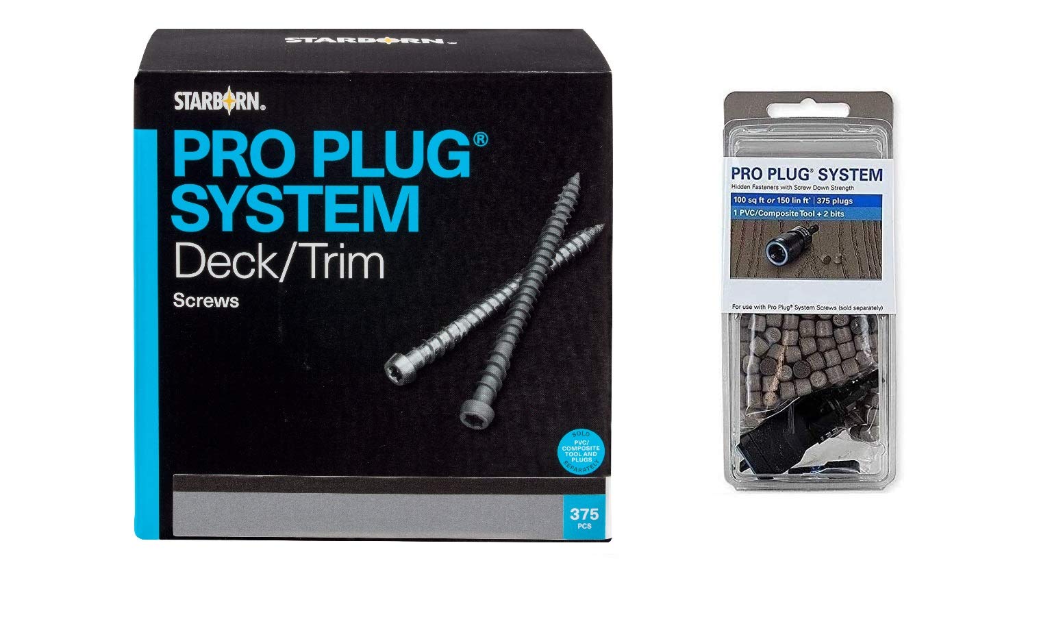 Pro Plug System Combo Kit - 375 Plugs & 375 Stainless Steel Screws with PVC Tool (Covers 100 sq ft) - Perfect for AZEK Brownstone Decking Installation & Outdoor Wood Repair Projects