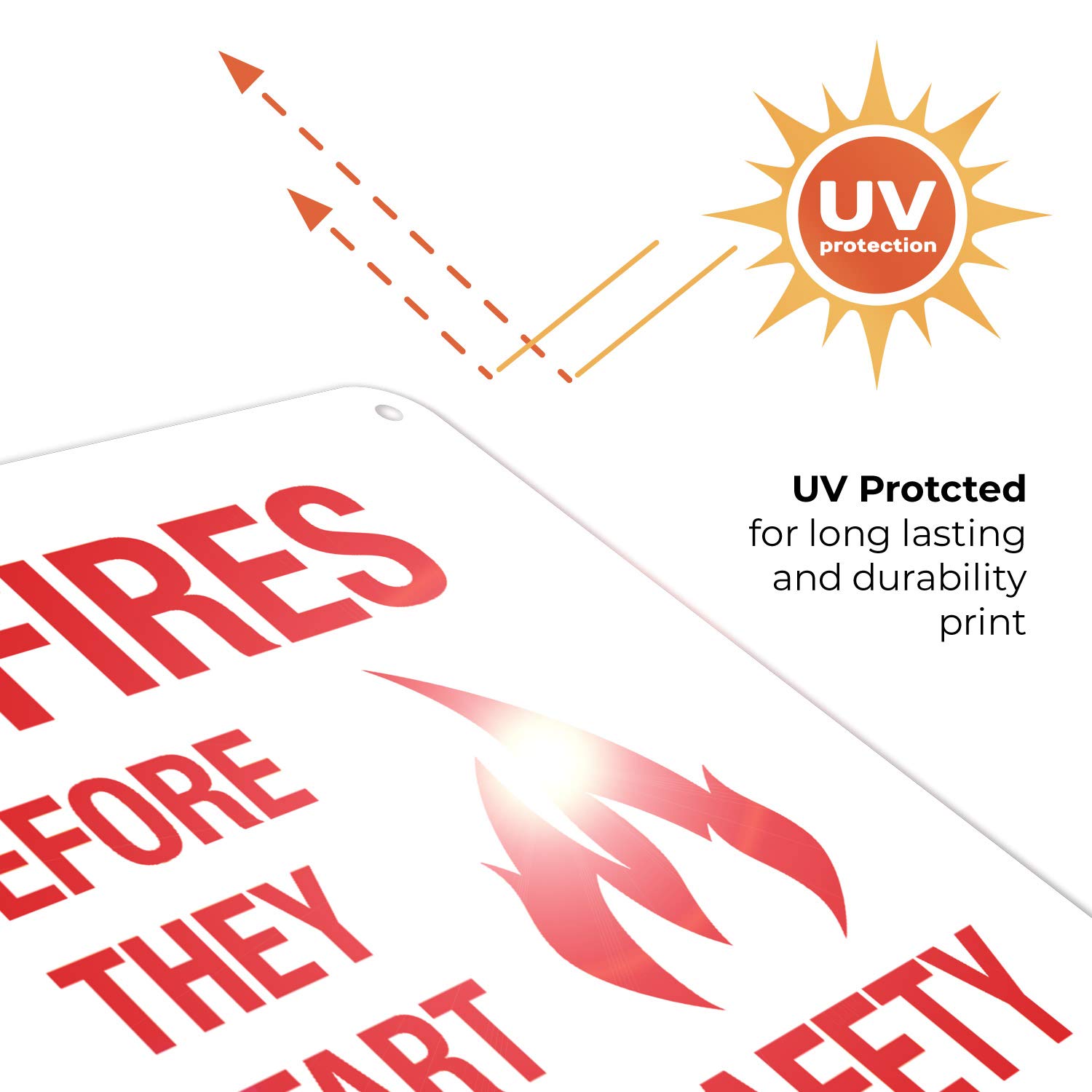 Fire Safety Sign - Stop Fires Before They Start | 10x7 Inch Rust-Free .040 Aluminum Sign | Fade-Resistant for Indoor & Outdoor Use | Made in USA | Perfect for Workplaces, Schools & Public Safety Areas