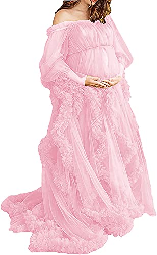 Hecate Women's Sexy Maternity Nightgown - Sleeveless Tulle Lace Wedding Dress for Pregnant Brides | Perfect for Maternity Photoshoot, Baby Shower & Wedding Ceremony