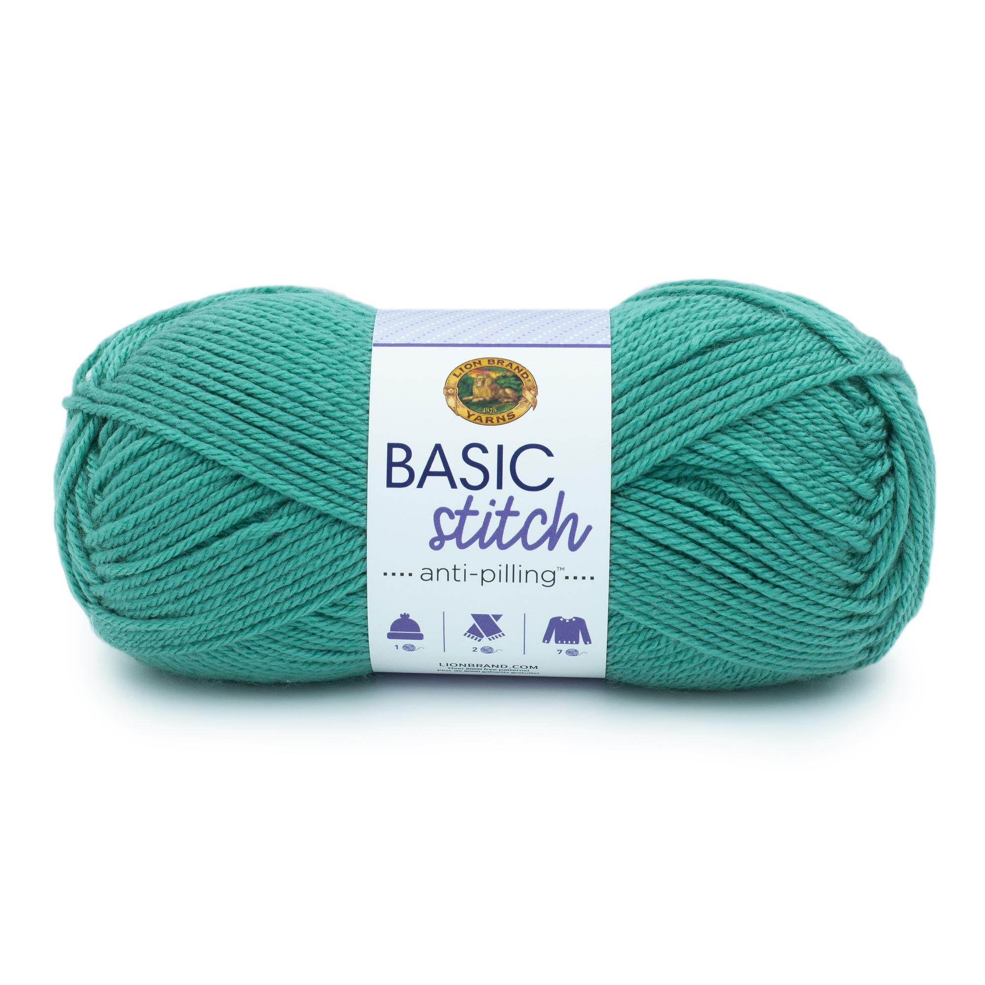 Lion Brand Yarn Basic Stitch Anti-Pilling Knitting and Crochet Yarn - 1 Pack, Beryl - Perfect for Scarves, Blankets, and DIY Craft Projects