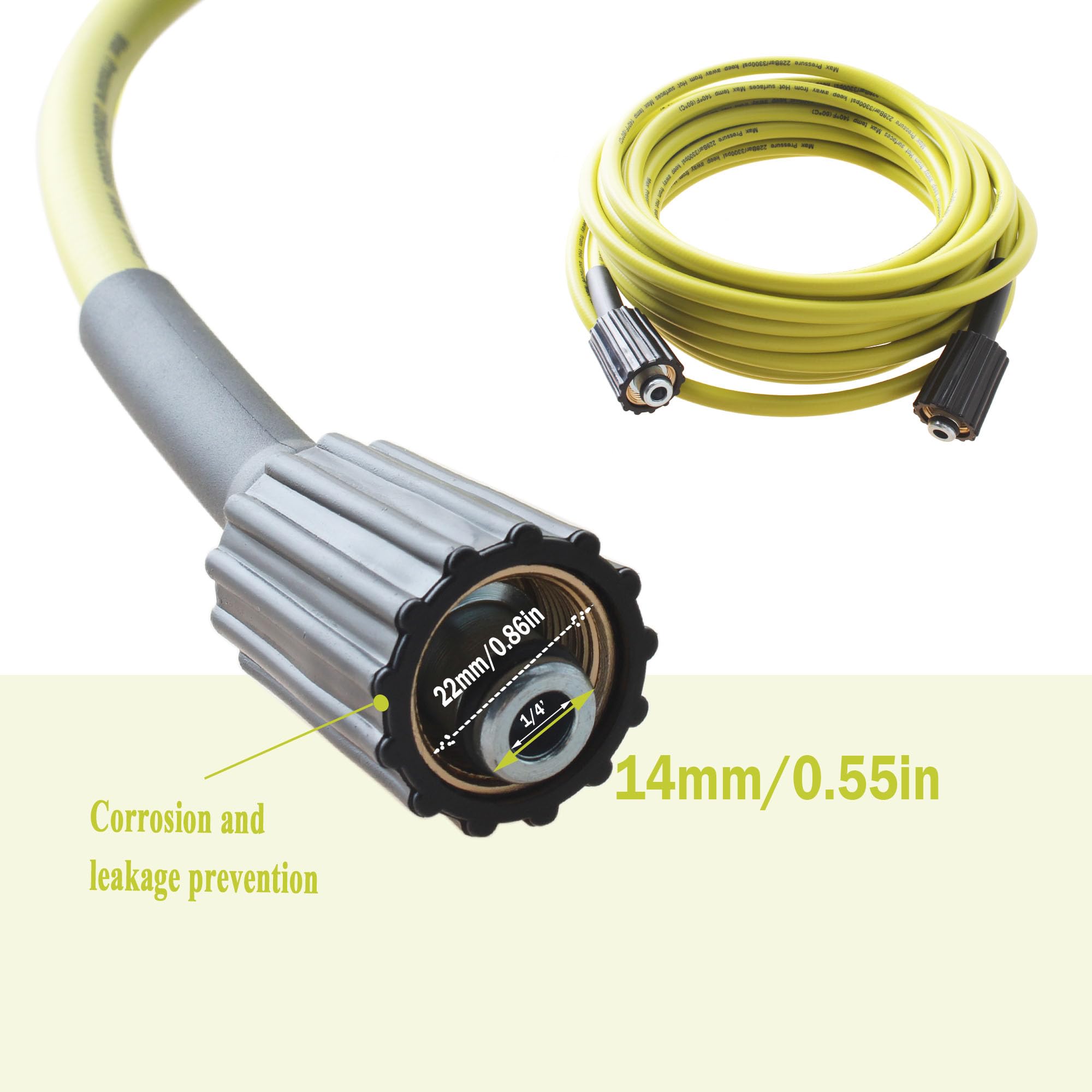 RY31HPH01 1/4 Inch Pressure Washer Hose 50ft - Compatible with Ryobi Power Washers - Heavy Duty Replacement Hose for Outdoor Cleaning, Car Washing, Deck & Patio Maintenance