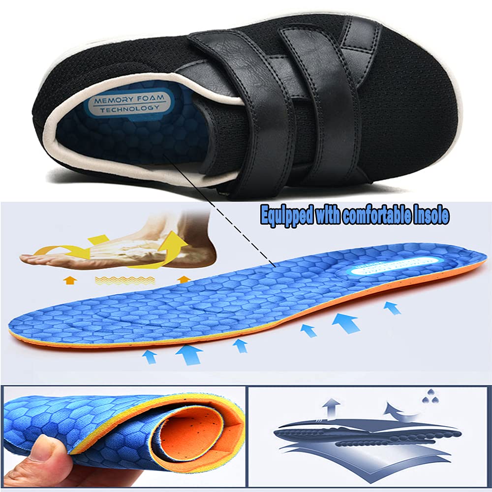 **JBTNBX Men's Wide Width Adjustable Diabetic Walking Shoes - Lightweight Sneakers for Elderly Men with Edema - Comfortable Indoor & Outdoor Use for Daily Walking, Travel & Casual Wear**