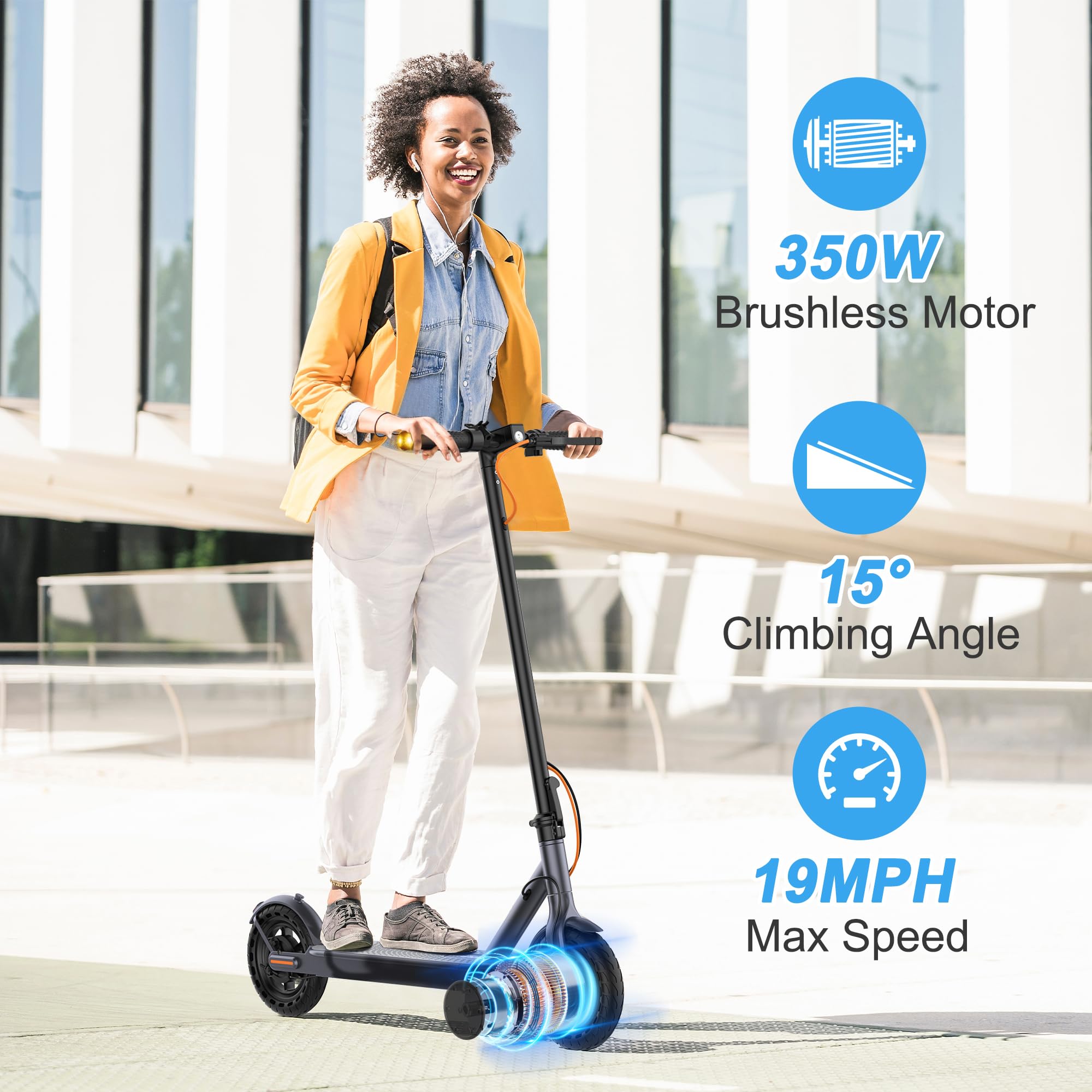 VOLPAM Electric Scooter for Adults - 350W-500W Powerful Motor, 21 Miles Long Range, 19-21 MPH Top Speed, 8.5
