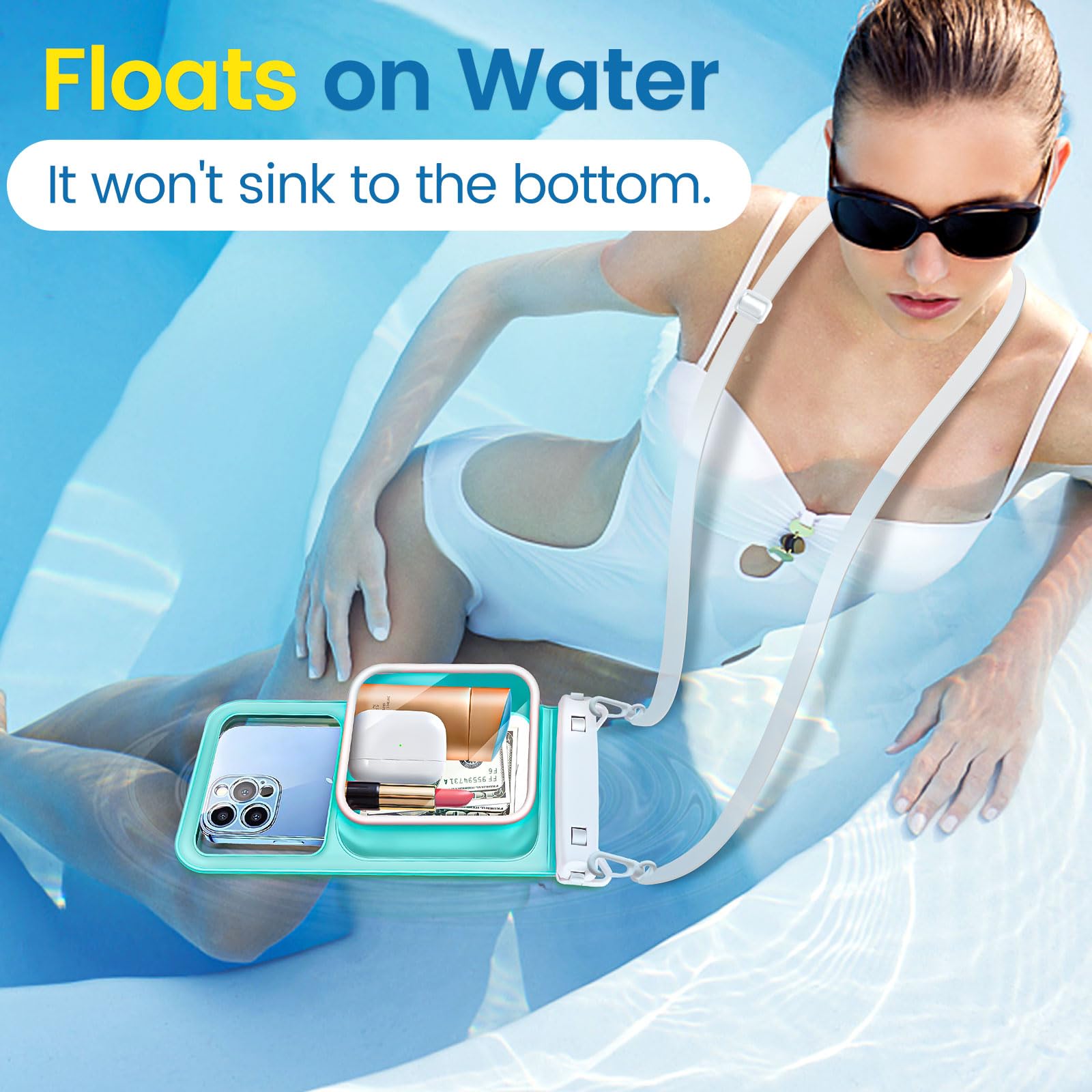 **Niveaya 2 Pack Floating Waterproof Phone Pouch for iPhone & Samsung (Up to 8.5