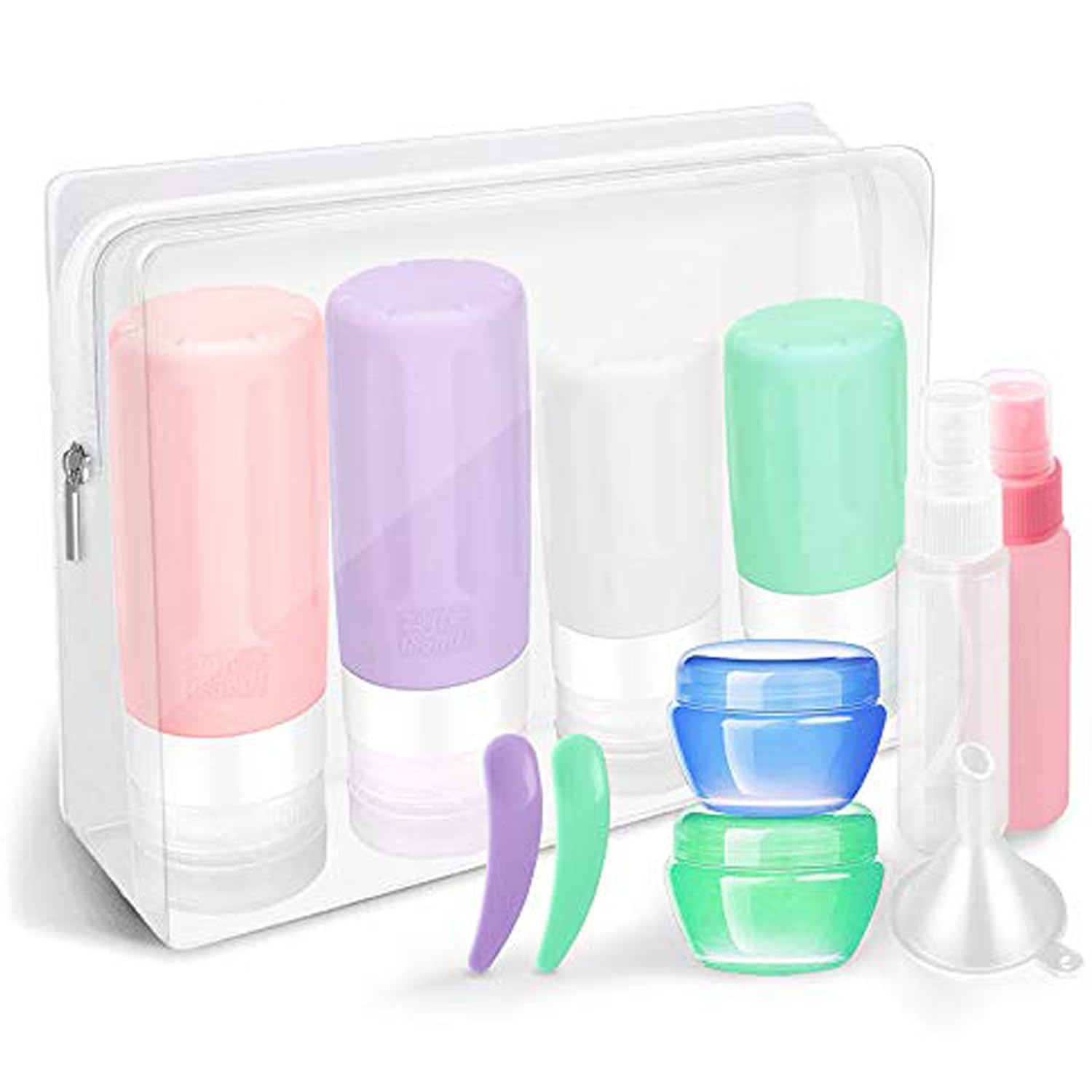 Leak Proof Silicone Travel Bottles Set - TSA Approved Refillable Toiletry Containers for Shampoo, Lotion & Conditioner (Includes Travel Bag) - Perfect for Air Travel, Camping & Outdoor Adventures