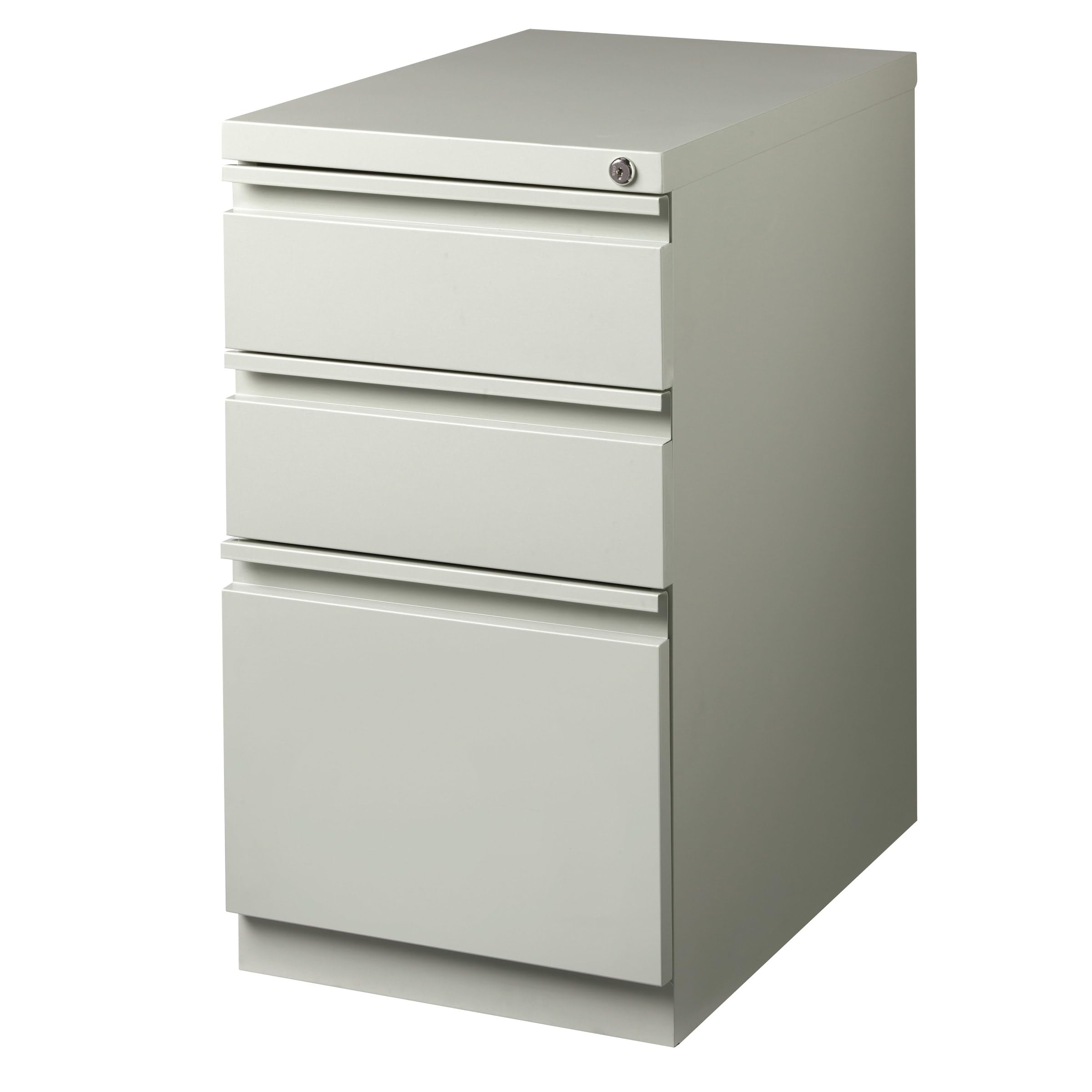 Hirsh 23-Inch Deep Mobile Pedestal with 3 Drawers - File Storage Cabinet, Full-Width Pull Handle, Beige - Perfect for Office, Home, and Workspace Organization