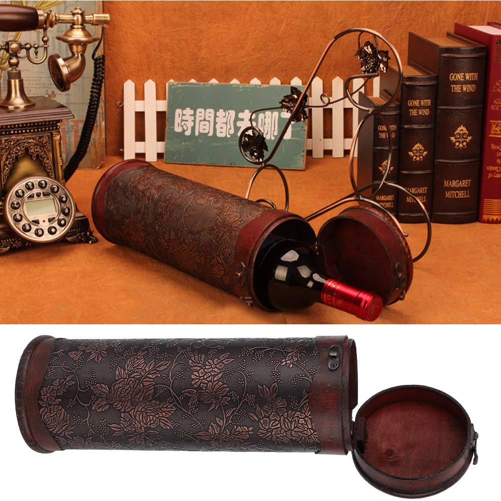 Vintage Wooden Wine Gift Box with Handle - Classic Retro Pattern for Champagne, Wine Bottles - Perfect for Anniversary, Wedding, Birthday Gifts & Wine Collection Display